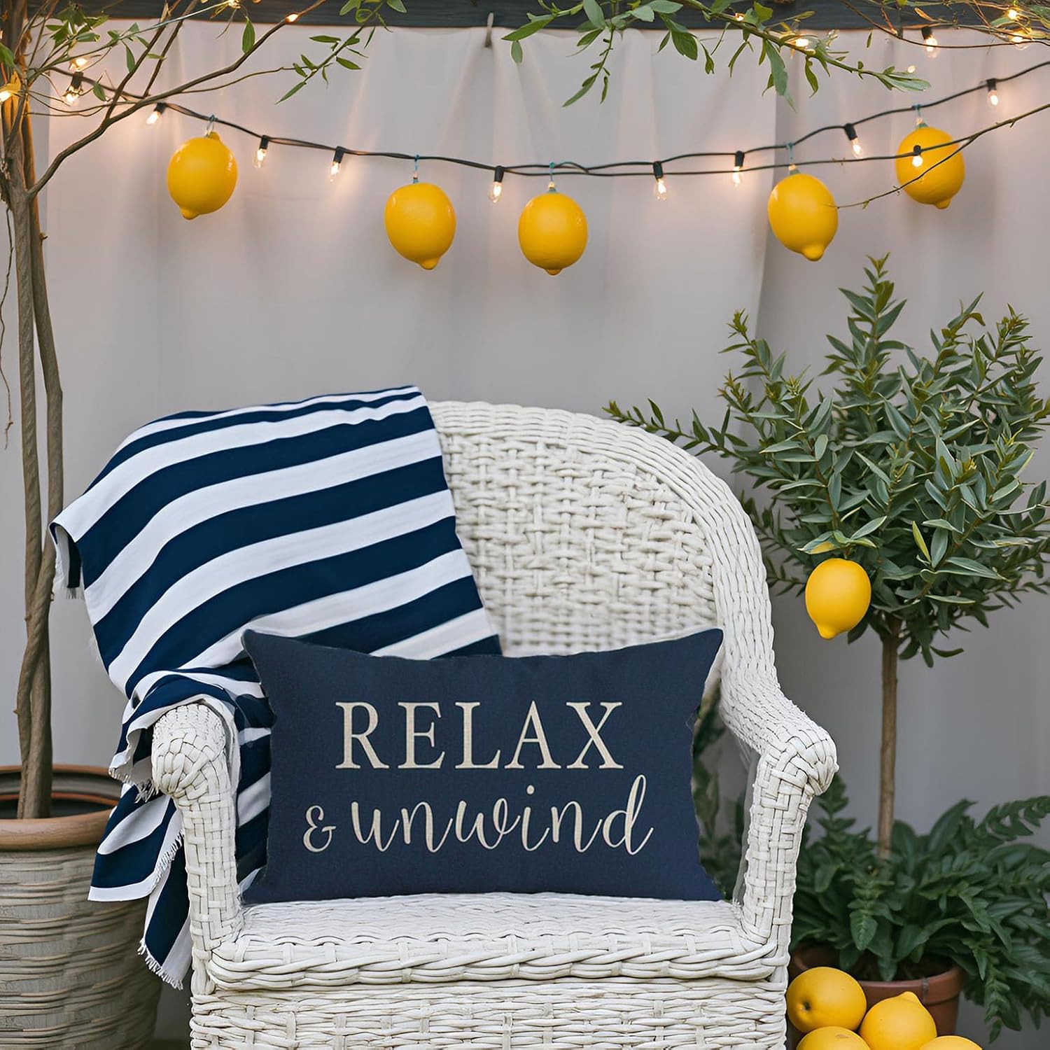 PANDICORN Decorative Throw Pillow Covers 12x20 Inch Set of 2 Stay Awhile Relax & Unwind Blue Outdoor Farmhouse Porch Patio Decorations Cozy Lumbar Cushion Cases for Home Living Room Sofa Couch Decor - Image 7