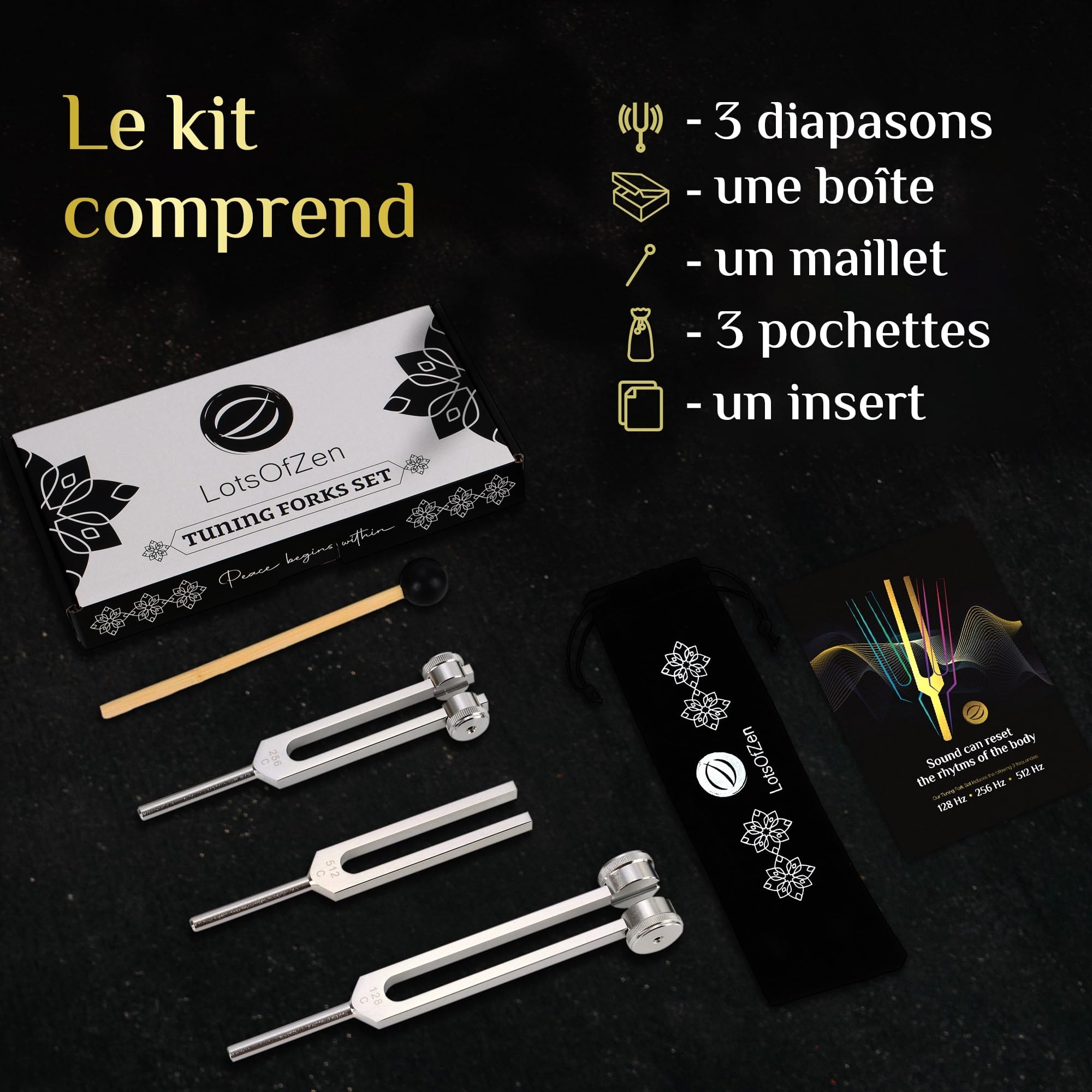 Diapasons médicaux 128Hz 256Hz 512Hz pour guérison chakras yoga méditation
