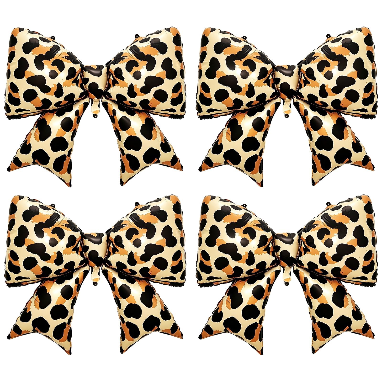 4 Pcs Leopard Print Balloons, Leopard Print Birthday Decorations, Bow Balloons, Cheetah Print, Animal Party Decorations, Jungle Balloons, Animal Print Balloons