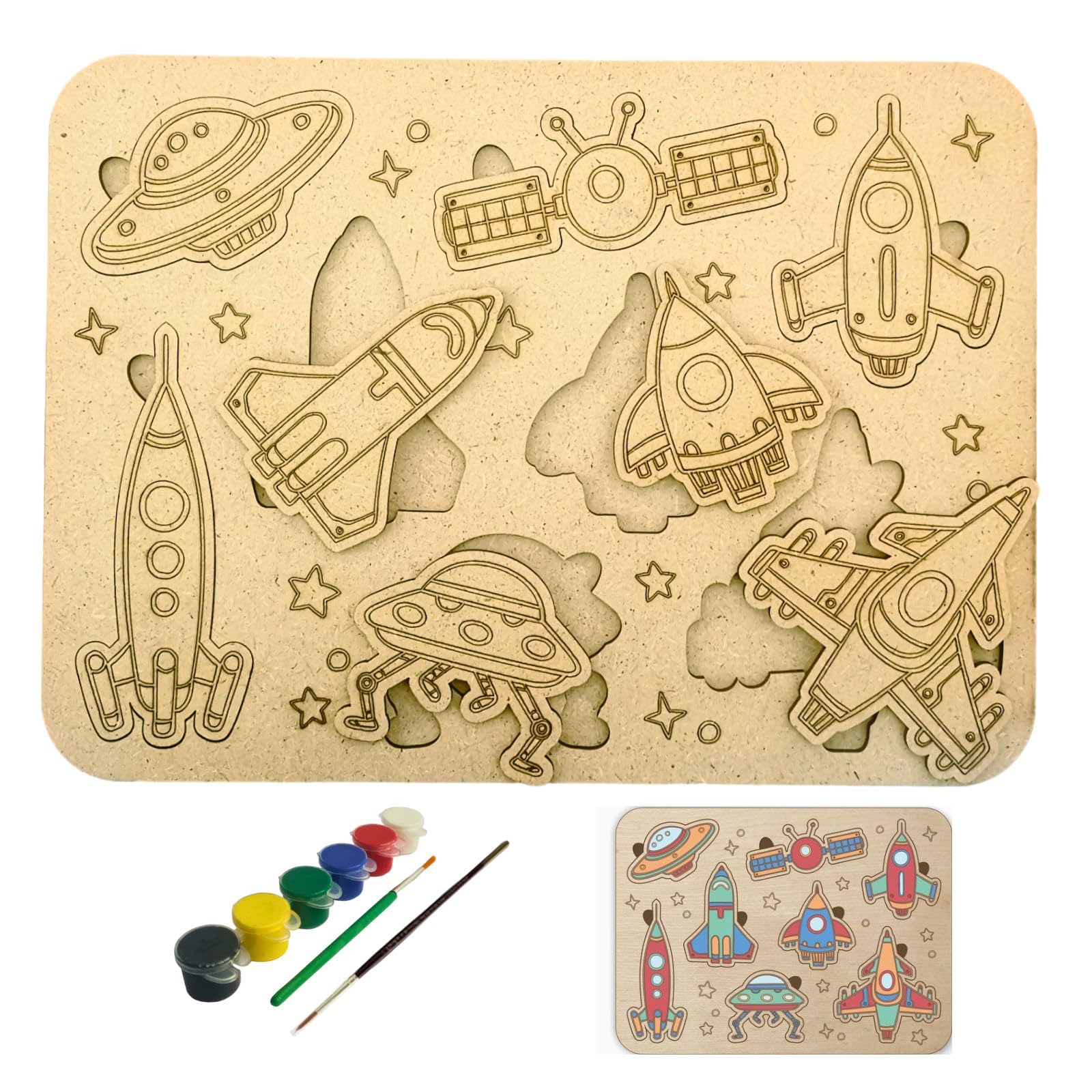 Make-Believe Art & Craft - Paint Your own Puzzle, DIY Puzzle Painting kit, Creativity kit for Kids (Spaceship) (B0CVVYLMNN) Amazon Price History, Amazon Price Tracker