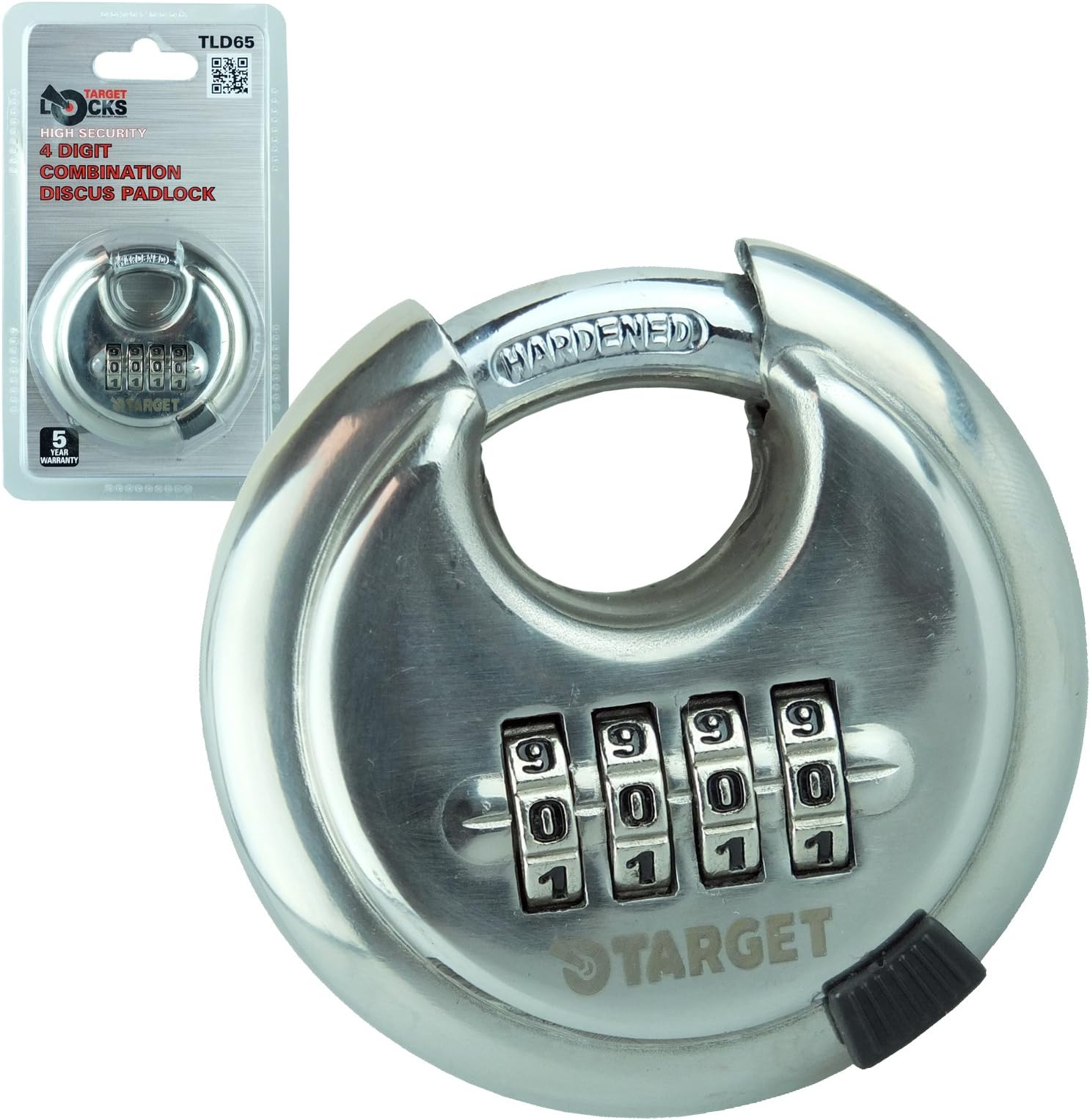 2 Stainless Steel 4 Digit Combination Discus Padlock