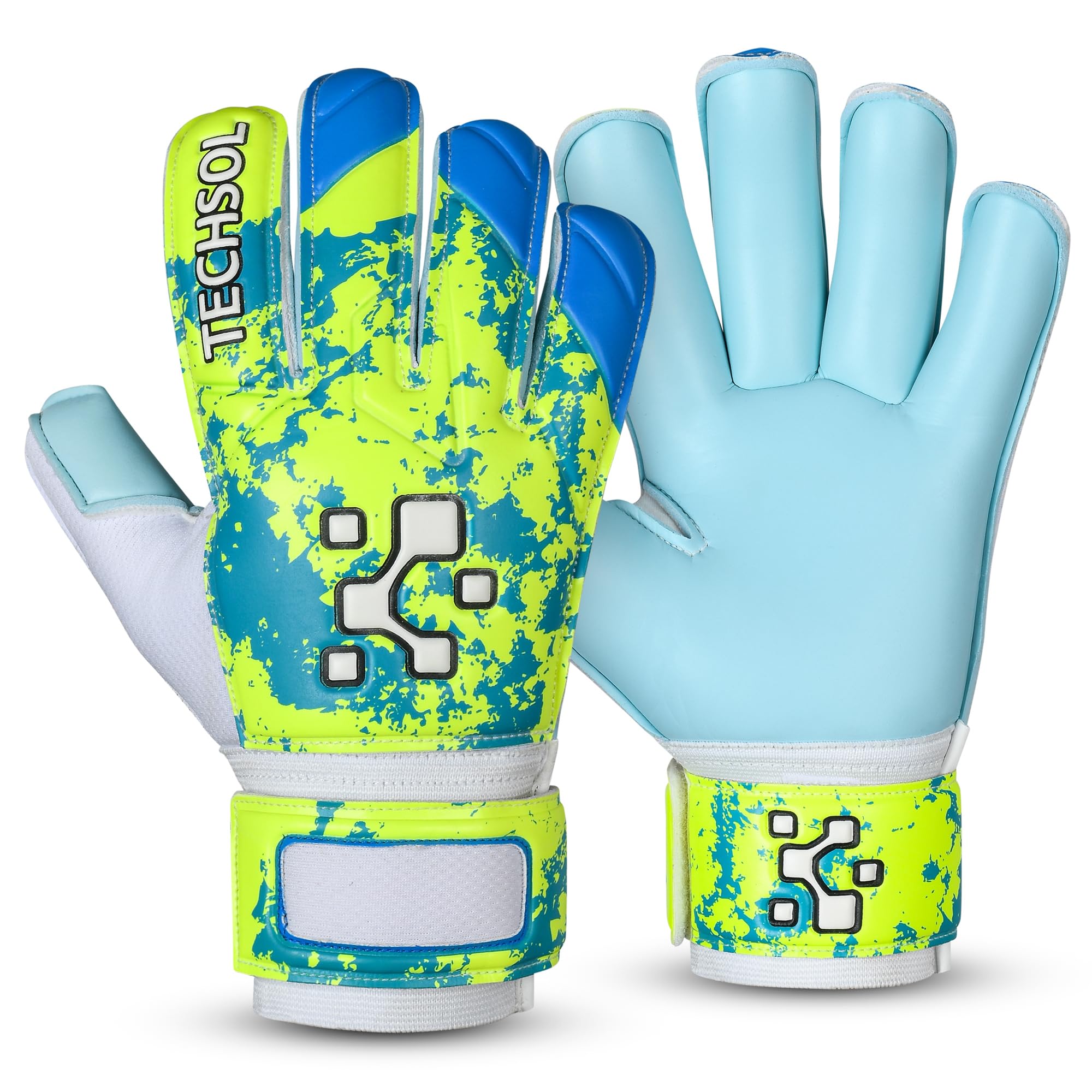 Goalkeeper Goalie Gloves For Boys, Kids Children Youth Football Soccer Gloves Super Grip Latex Palms Goalkeeping Gloves (Cyan Yellow, Size 3 suitable for 5 to 6 year old)