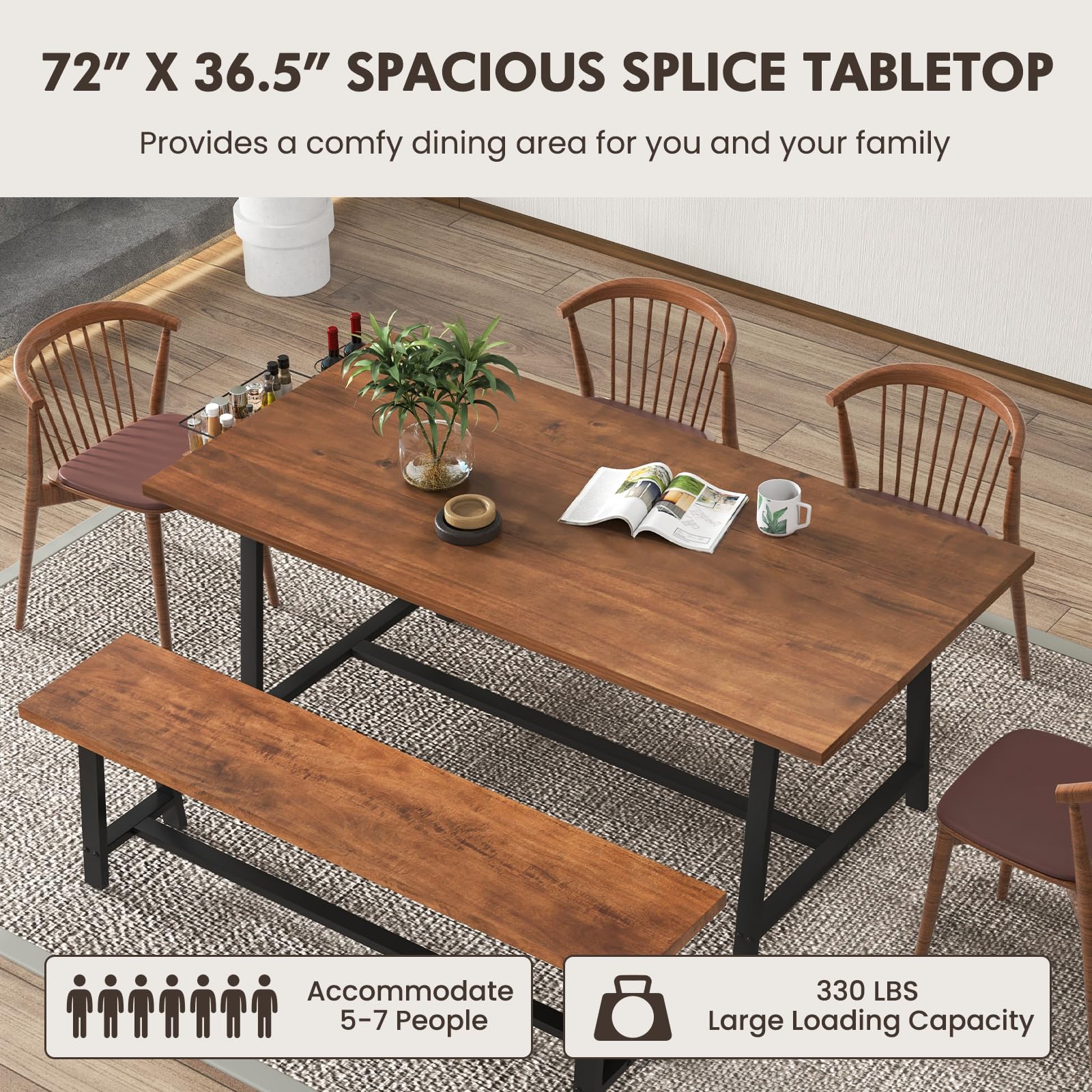 Amazon.com - Byroce 72” Dining Table for 5-7 Person, Rectangular