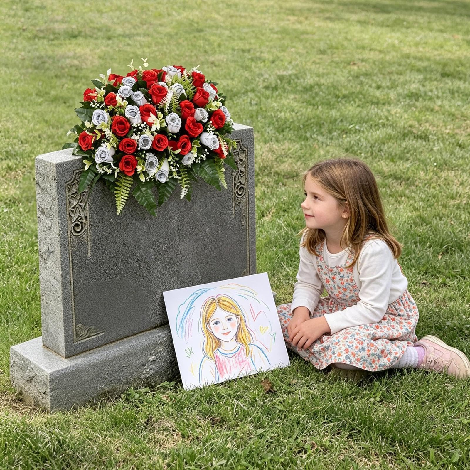 Générique Fleurs De Cimetière Rose Artificielle Réaliste Imperméable