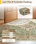 RELEANY Zone Rug 5x7 Rugs lavables pour le salon, Non-dérapant Floral Vintage Détresse Imprimé Motif Tapis de médaillon pour chambres à coucher Salle à manger, Brick Red Rust Rouge Neutre