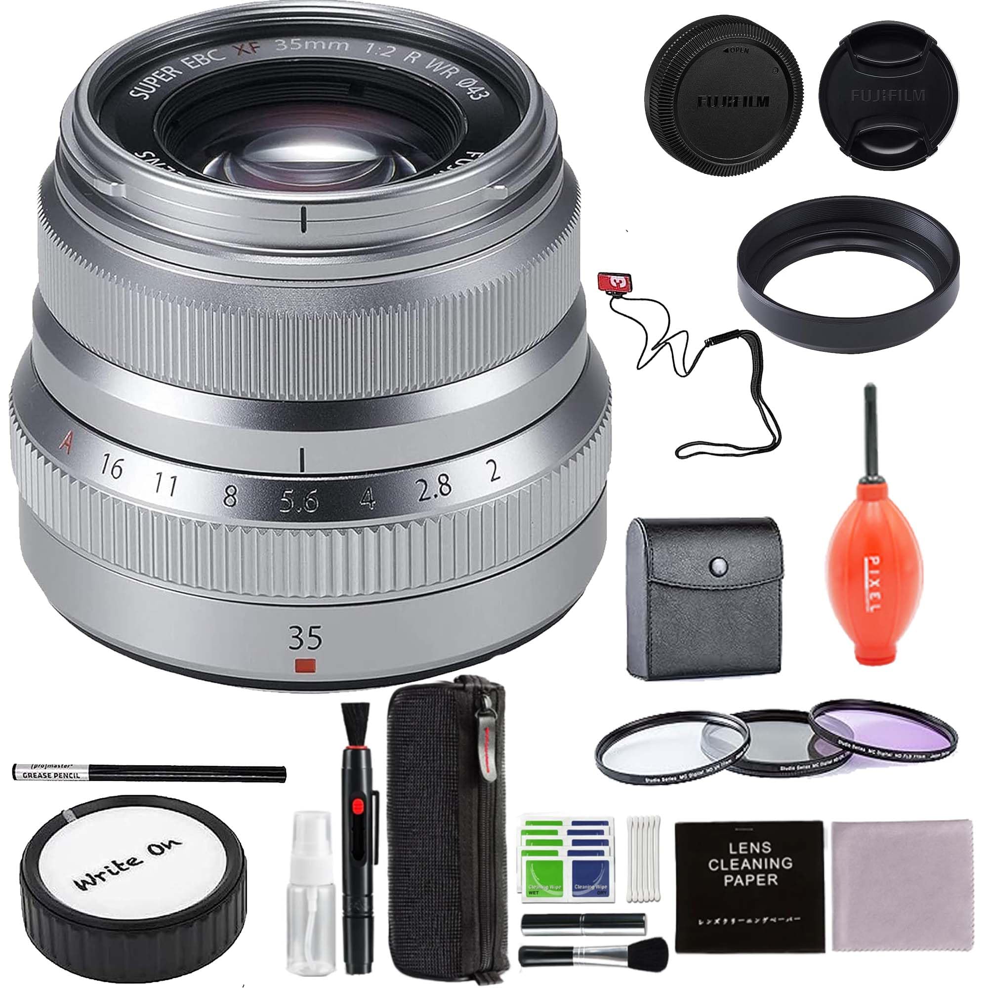 Amazon.com : Fujifilm XF 35mm f/2 R WR Lens (Silver) Bundle