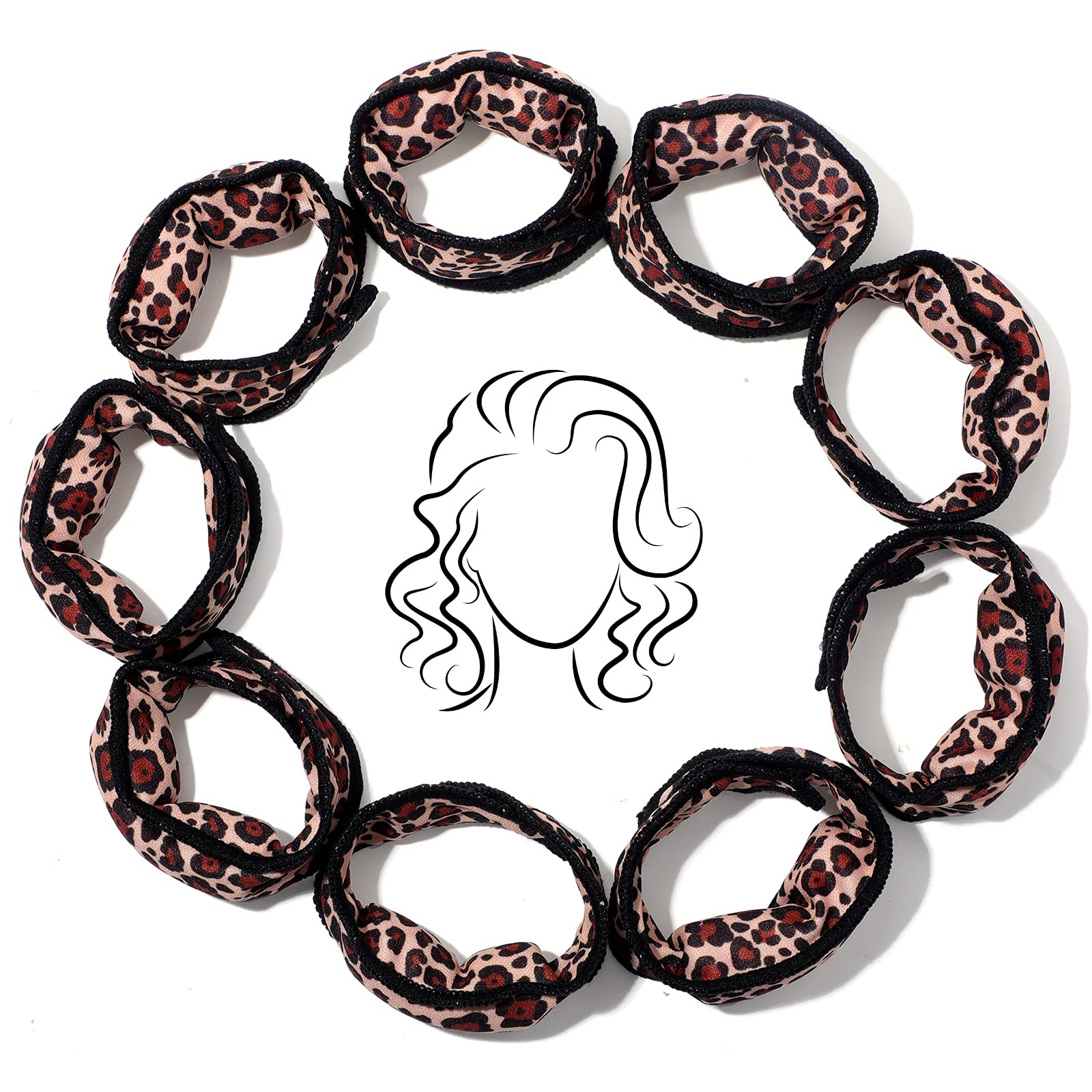 48 bigodini per capelli morbidi per dormire, in schiuma, per capelli e capelli fai da te, in spugna, per capelli lunghi, per donne e ragazze (leopardo)