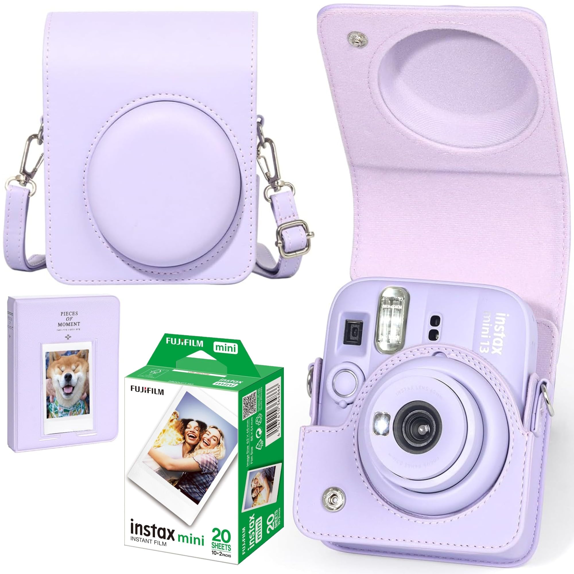Mini 13 Instant Camera Starter Kit per Fuji Instax Mini 13 Dreamy Purple Kit include mini pellicola istantanea 20 foto, custodia in pelle PU colore abbinato e mini album fotografico per Instax Mini 13