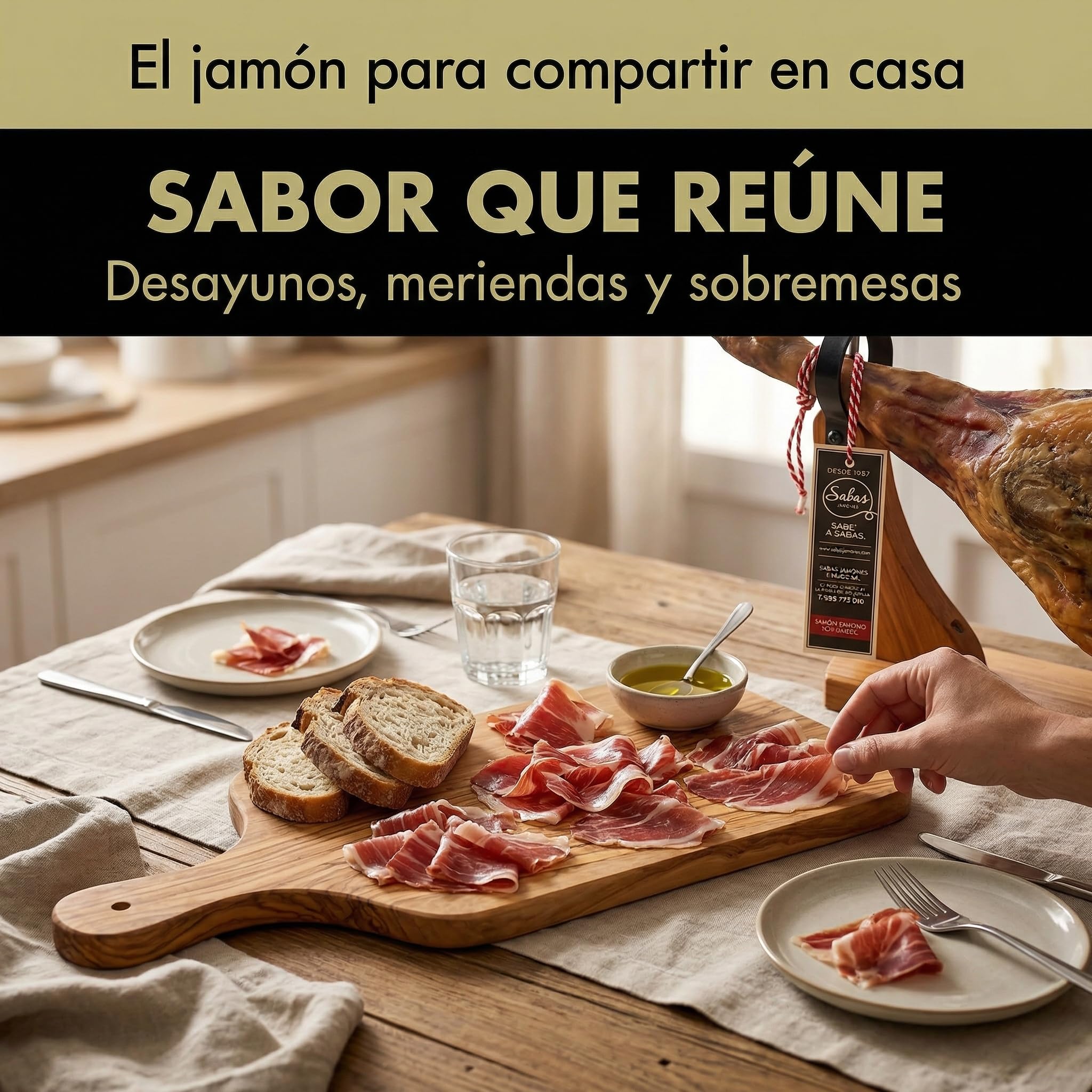 SABE A SABAS Jamon Curado 50% Duroc Gran Reserva Pieza Entera 8 kg Bodegas Curacion Natural Sin Gluten Sin LactosaTradicion Desde 1987 Corte Facil Bocadillos Tapas Aperitivos Regalo Gourmet Navidad