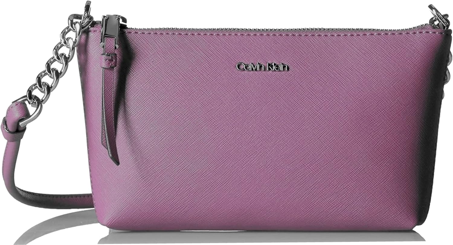 Calvin Klein Hayden Saffiano Leather Chain Crossbody Lilac Handbags