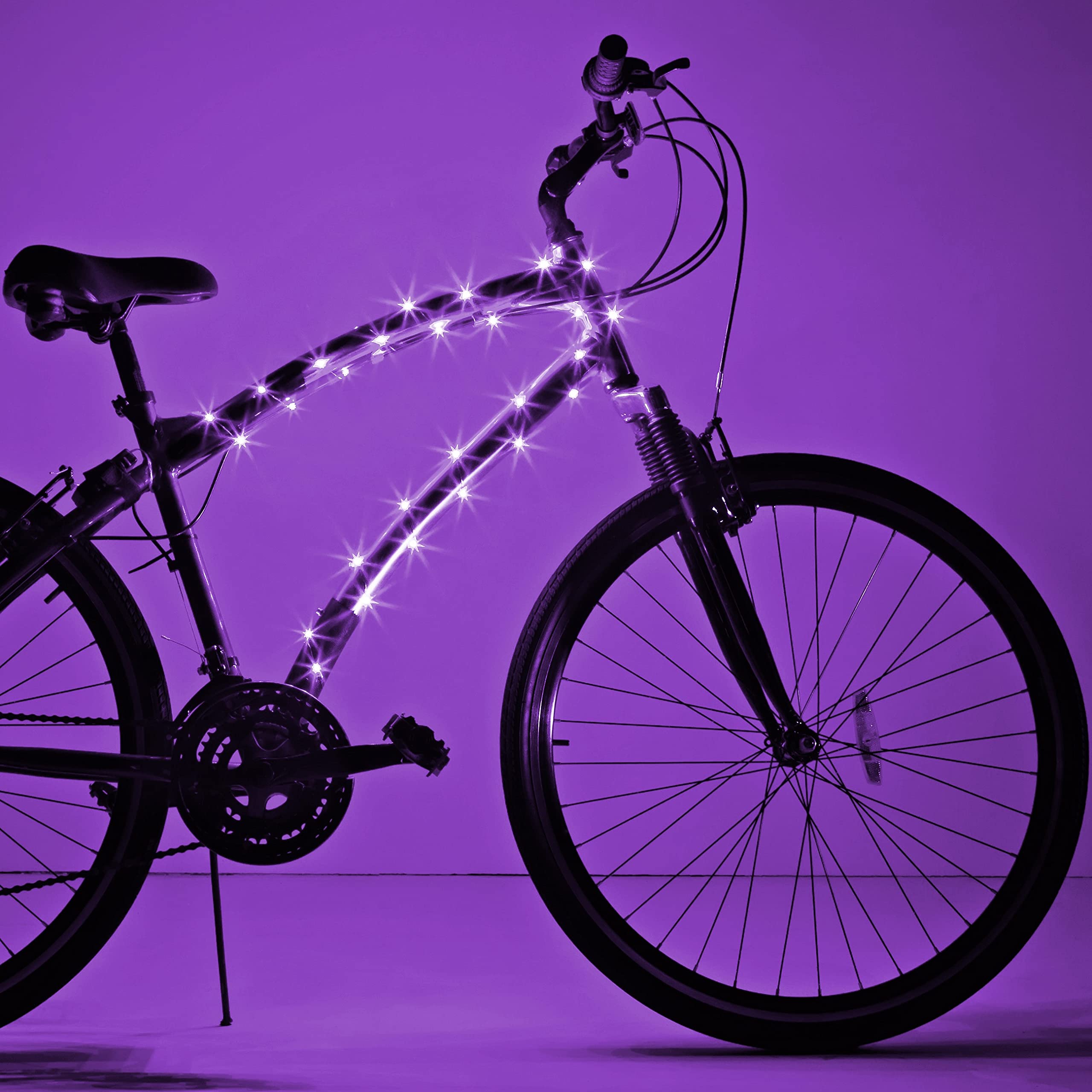 BrightzCosmicBrightz LED Bicycle Frame Lights, Purple - 6.5-Foot Light Rope for Bikes - Battery-Powered Pack with On/Off Switch - Available in Ultra-Bright Colors - Fits Kid, Teen & Adult Bikes