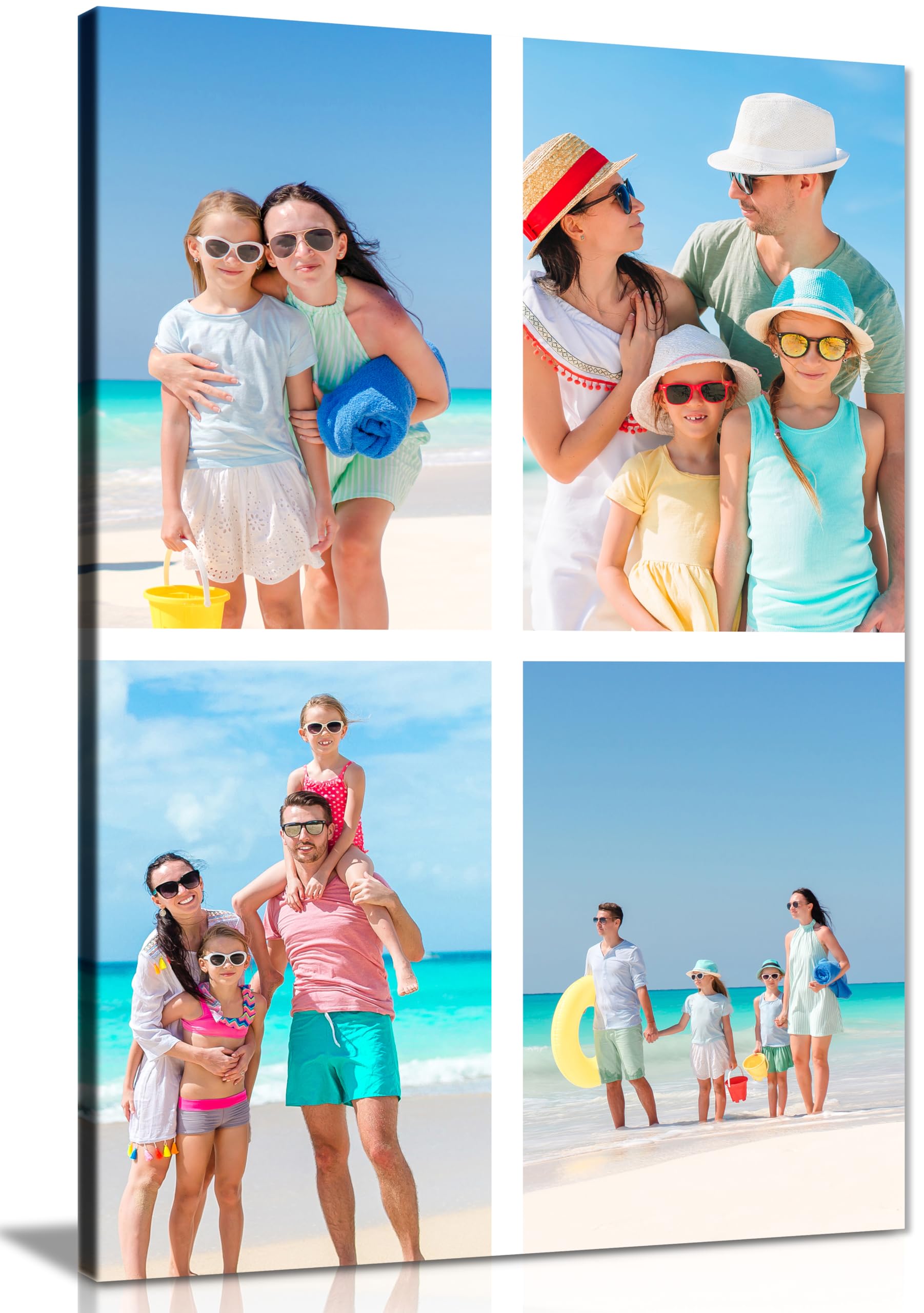 4 Photo Collage Portrait Personalised Canvas Print – Custom Photo Collage Wall Art – Multiple Sizes via “Customise Now” – Custom Printed Gift for Home & Occasions