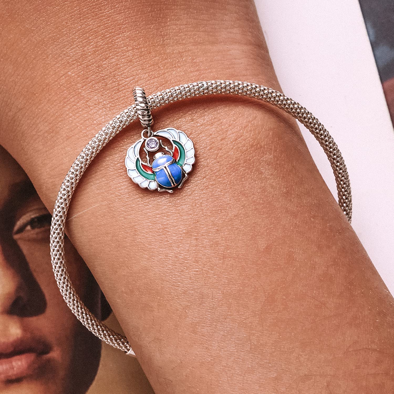 Ciondolo con scarabeo Ciondolo in argento sterling 925 adatto per collana con bracciale Pandora