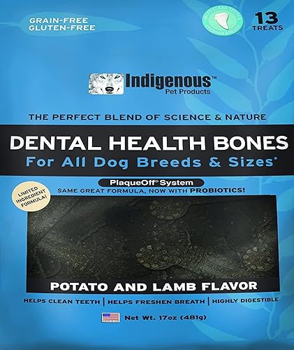 Huesos de salud dental indígena Sabor de papa y cordero grande 17oz