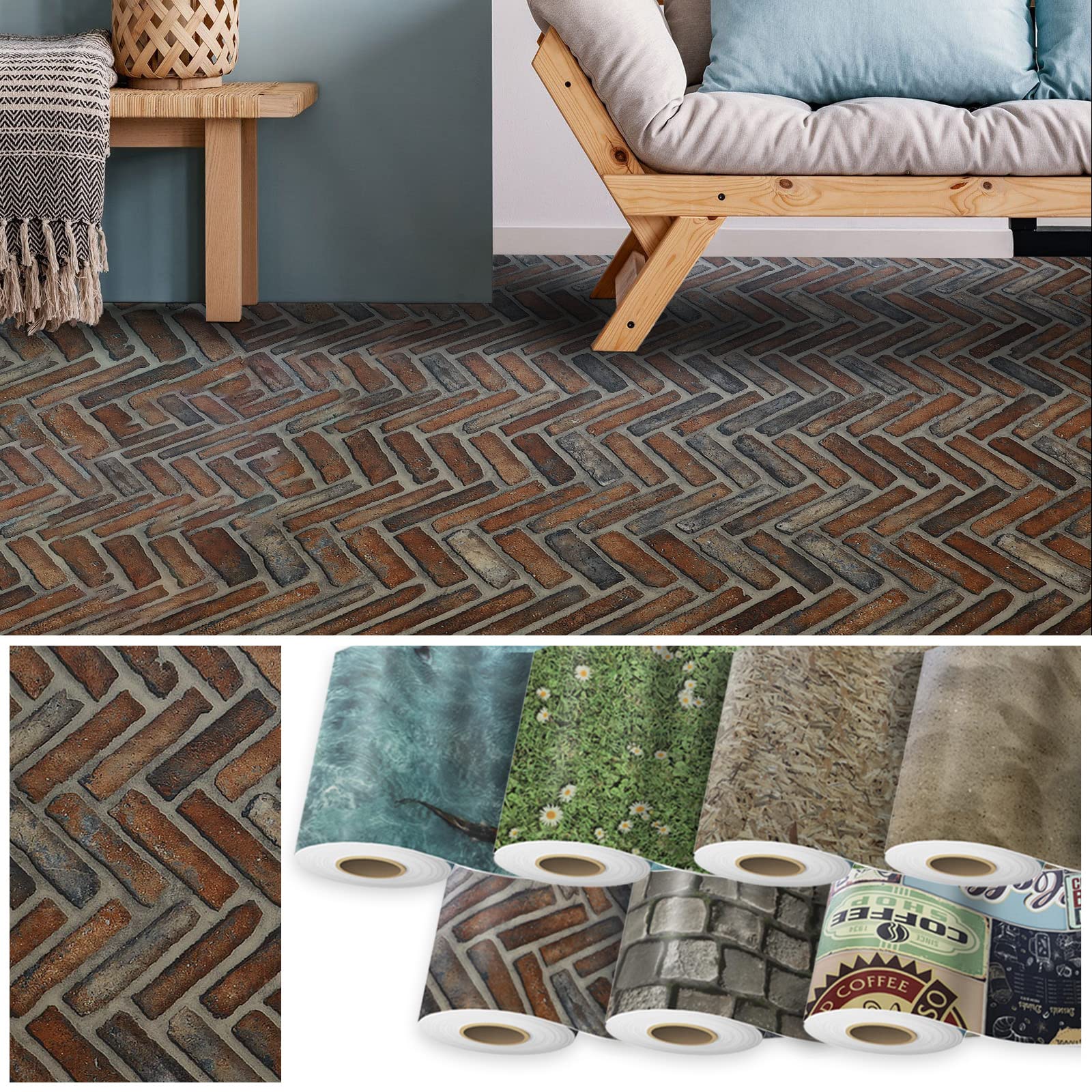 CV Moonlight, Cushion Vinyl Flooring, 3D Effect Pattern Design PVC Flooring Roll, Kitchen, Bedroom, Bathroom Flooring (100 x 150 cm, Caracterra)