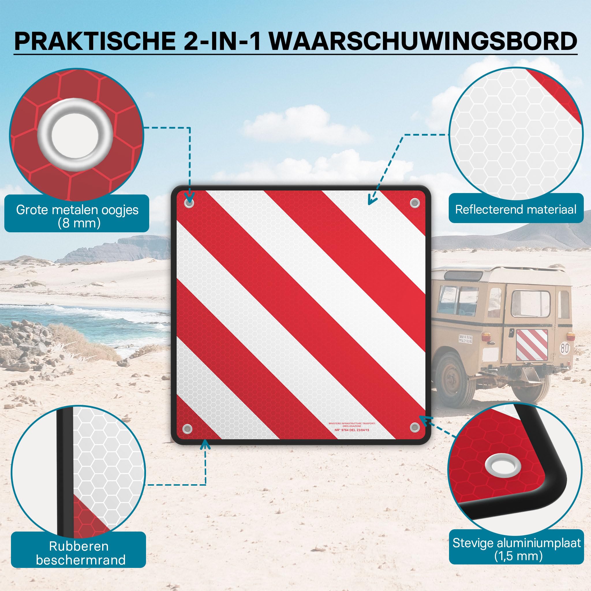 eyepower Waarschuwingsbord Italië Spanje B-Ware 50x50 Reflector waarschuwingsbord Rood Wit eyepower Waarschuwingsbord Italië Spanje B-Ware 50x50 Reflector waarschuwingsbord Rood Wit