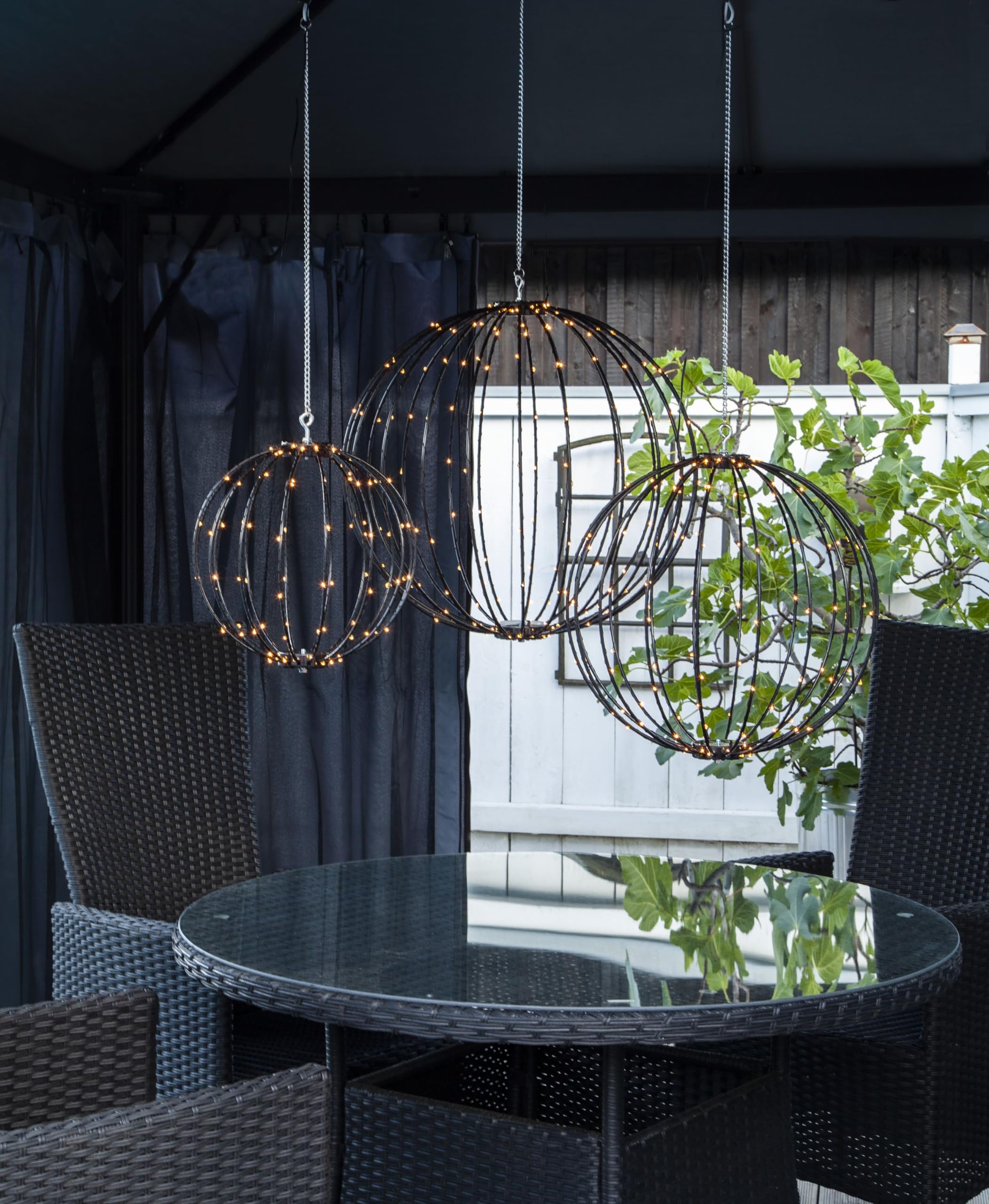 Sfera LED 3D 30cm 96 Luci Bianche Calde - Decorazione Da Interno/esterno Con 8 Effetti Luce E Cavo 5m