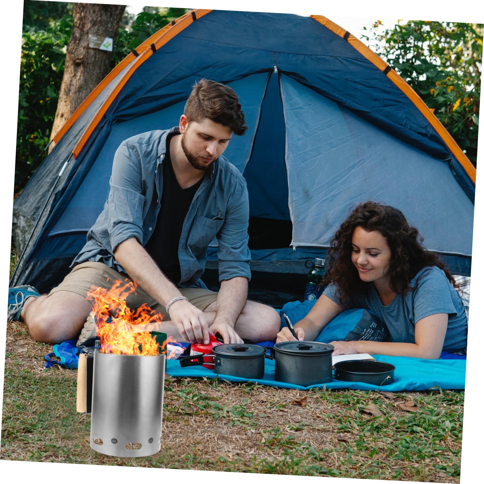 BESTonZON Accenditore per Carbonella da Barbecue con Legno Portatile per Accensione Carbonella per Grigliate Resistente al Circolazione Ottimale Aria