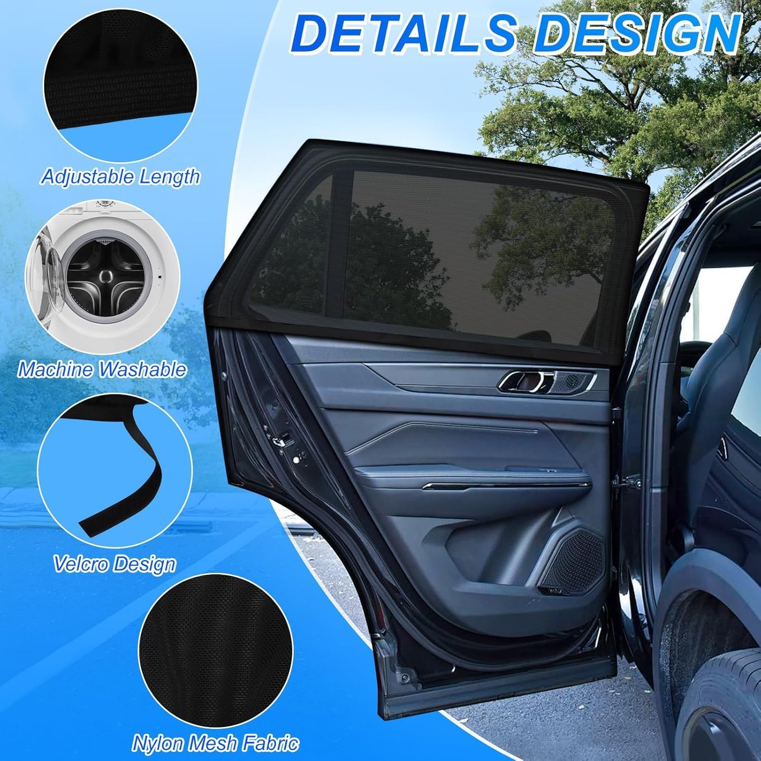 2pcs Car Side Window Sunshades for Mg Ehs Ehs 2018-2022 Side Window Shade Sunshade Uv Protection