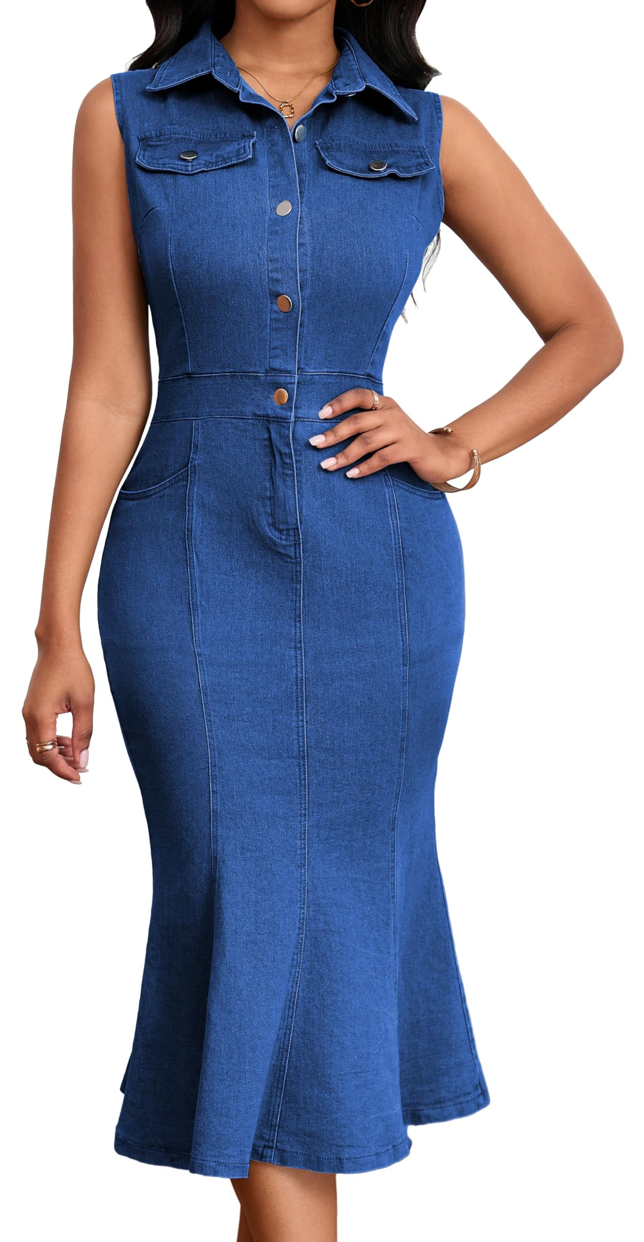 SeNight Women's High Waist Denim Mini Skirt Frayed Hem Stretchy