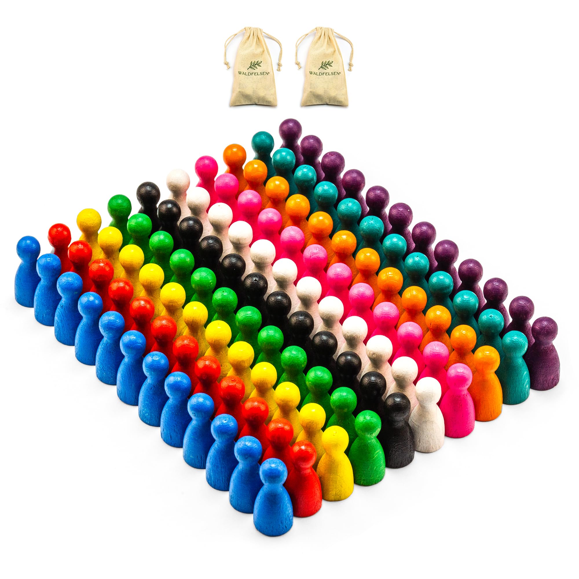 Handmade Halma Game Pegs: 30 Wooden Cones For Board Games, 6 Colors In Cotton Bag - View #7