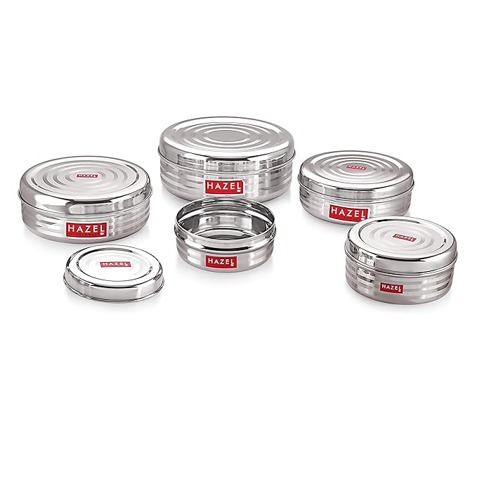 Buy HAZEL Stainless Steel Kitchen Container I Set of 5 Flat Kitchen