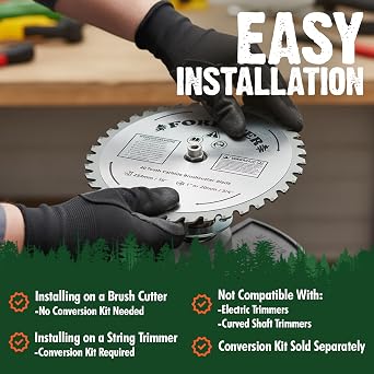 FORESTER Carbide Tip Brush Cutter Blade - 8in x 32 Teeth | Fits Most Straight Shaft Trimmers | Conversion Kit Sold Separately