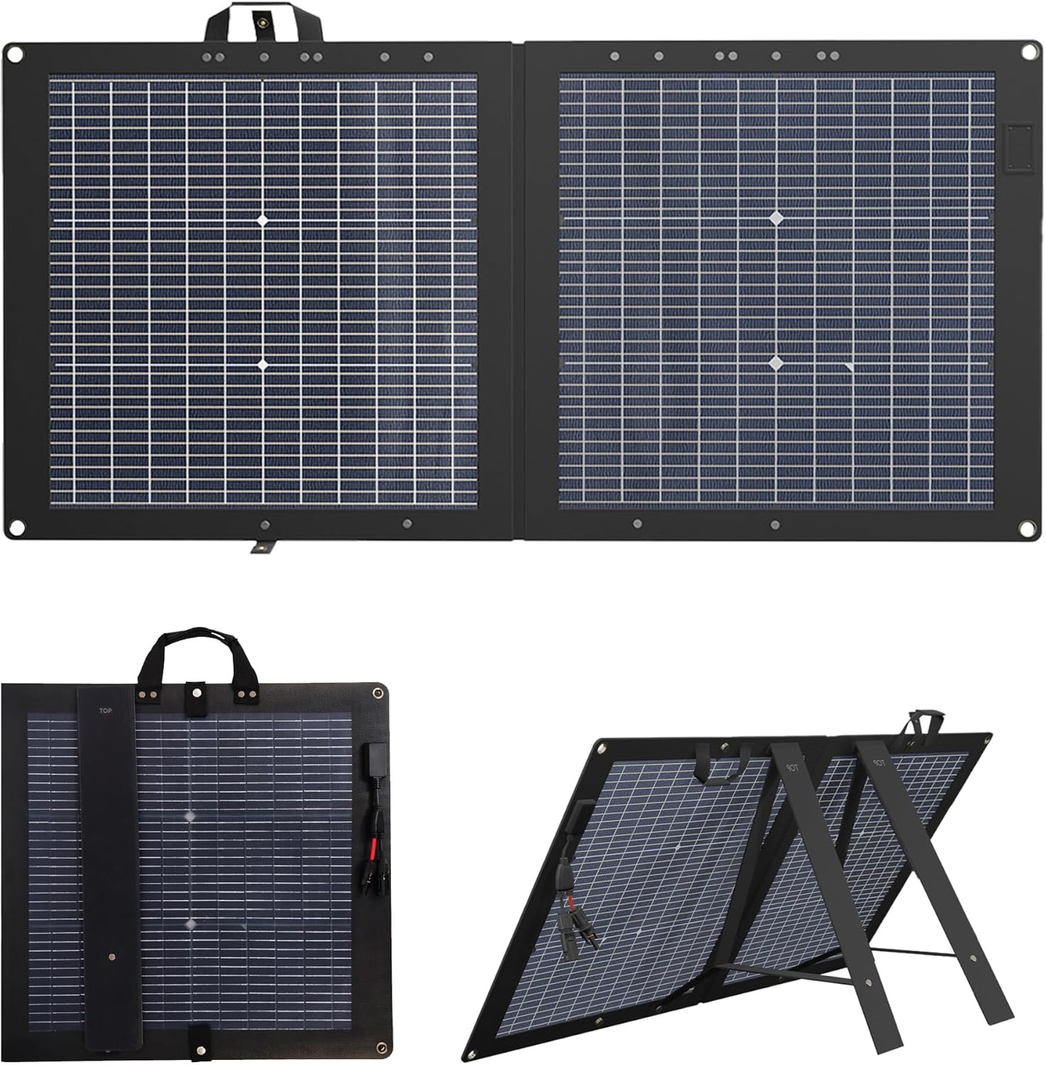 Solar Panels 220W Bifacial Portable, 25% High-Efficiency N-Type HJT Solar Cell, Outdoor Charger with Adjustable Kickstand for RV, Camping, Van, and Off-Grid