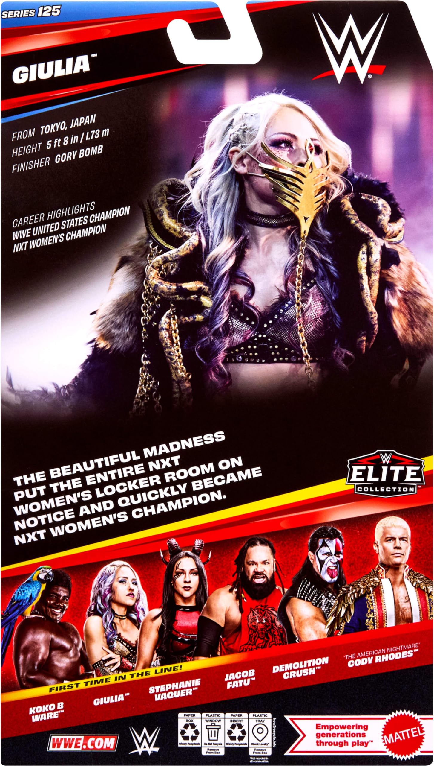 Mattel WWE Elite Giulia figurka i akcesoria, seria #125 | Figurka akcji WWE, 15 cm kolekcjonerska supergwiazda z 25 punktami artykulacji i wymiennymi wskazówkami