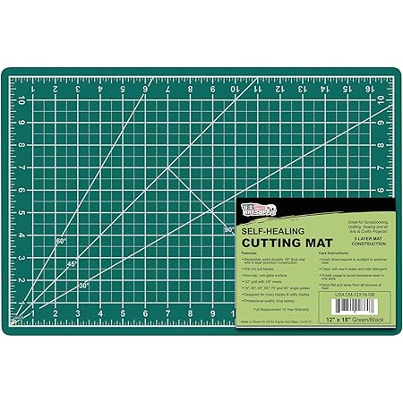 US Art Supply Thickend - 12" x 18" Green/Black Professional Self Healing 5-Ply Double Sided Durable Non-Slip Cutting Mat Great for Scrapbooking, Quilting, Sewing and all Arts & Crafts Projects