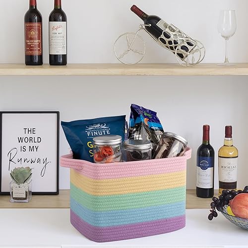 Miniatura 5 de OIAHOMY Cesta de almacenamiento, cestas tejidas para almacenamiento, cesta de cuerda de algodón para juguetes, cestas de toalla para baño, paquete