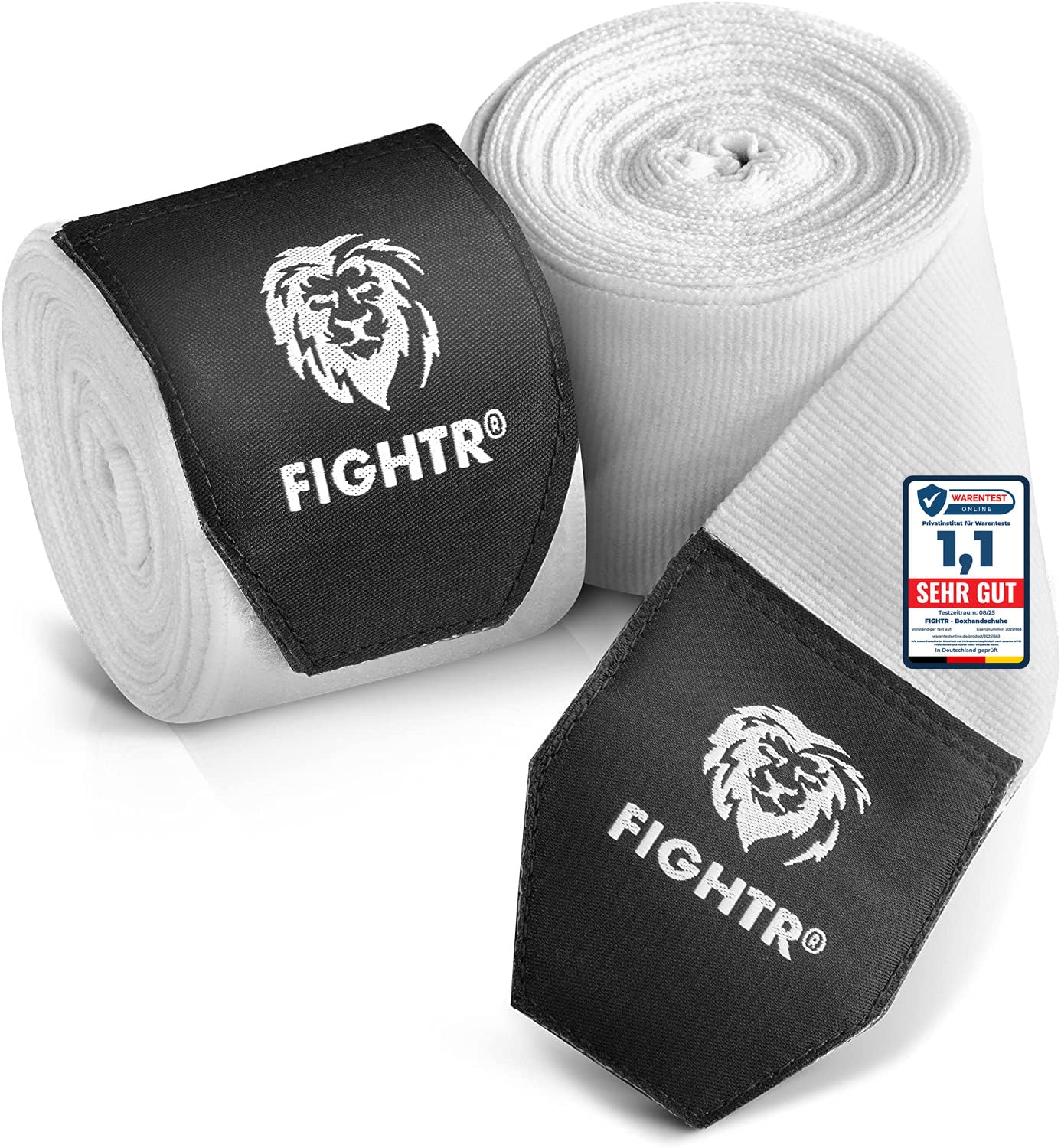 FIGHTR® Premium Boxbandagen für max. Stabilität und Sicherheit | 4m halb elastische Bandage mit Daumenschlaufe für Boxen, MMA, Muay Thai - Box Hand Bandage Sport | Set aus 2