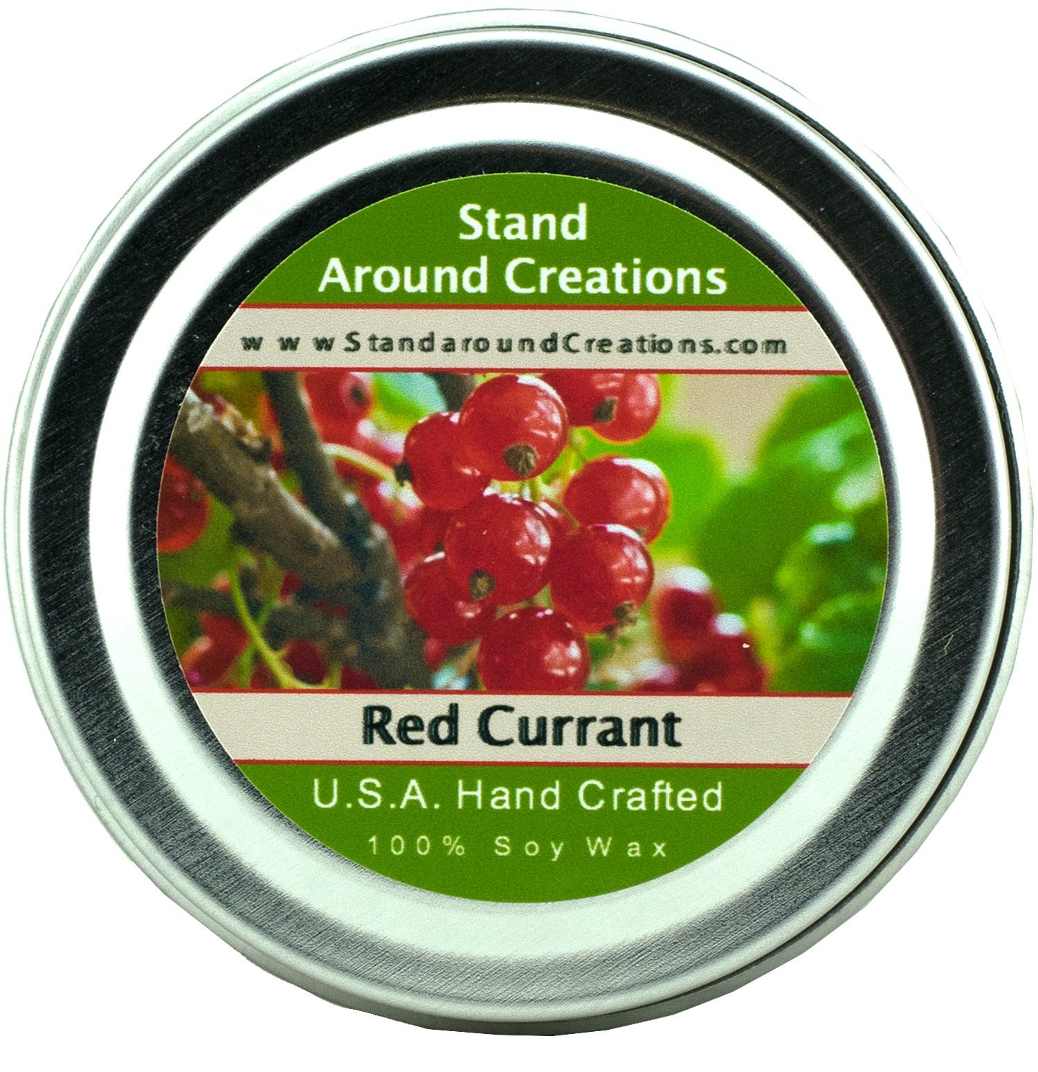 Premium 100% All Natural Soy Wax Aromatherapy Candle - 2oz Tin -Red Currant: Red Currant has a Punchy top Note of Tart red Currant Blended with Green and Floral Notes of Rose, Jasmine, and Geranium.