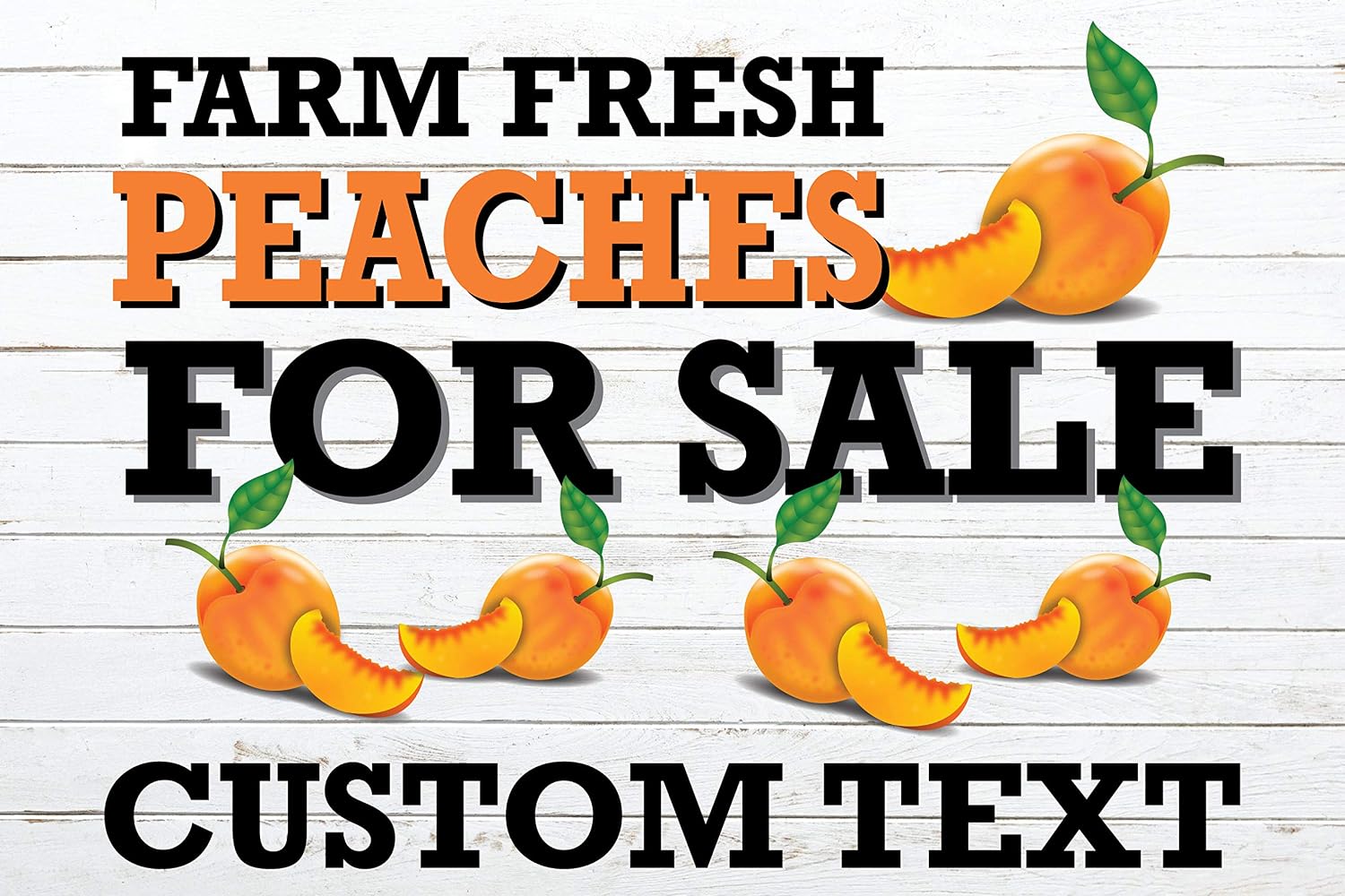Farm Fresh Peaches Yard Sign, Personalize it with Your Custom Contact Info, Full Color on 36 x 24 Corplast, H Stake Included, by Moonlight Printing