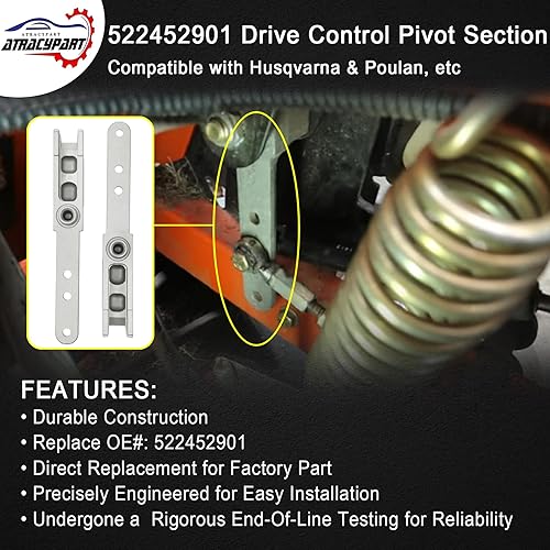 Miniatura 2 de ATRACYPART 522452901 - Brazo de dirección para tractor, sección de pivote de control de accionamiento, 2 unidades, compatible con Husqvarna Poulan