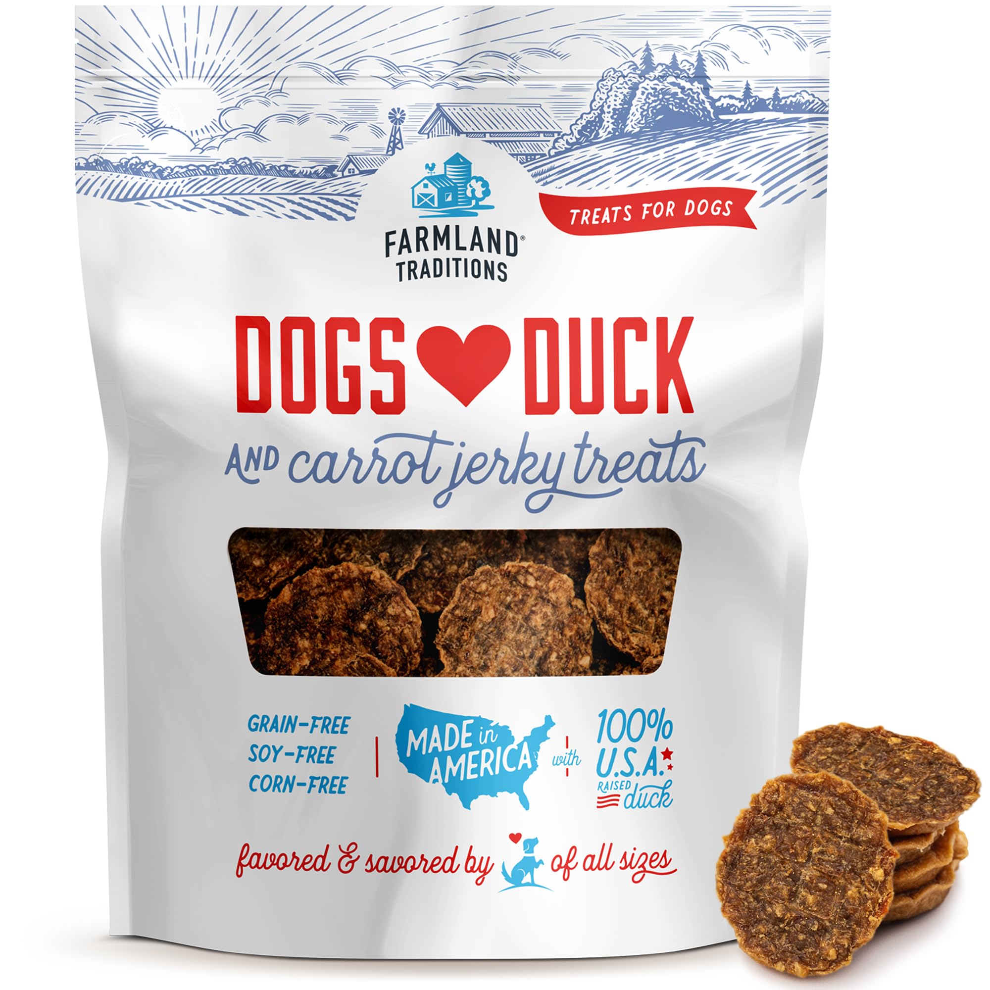 Farmland Traditions Filler Free Dogs Love Duck & Carrot Premium Jerky Treats. (13.5 oz)