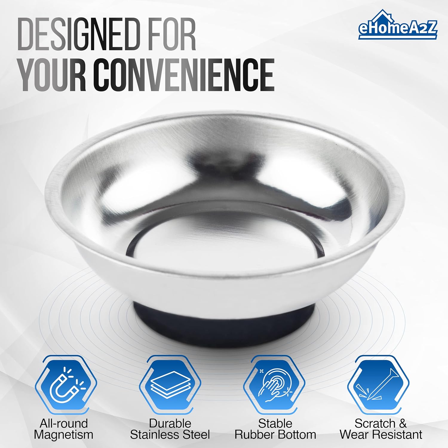 ehomeA2Z Magnetic Bowl 6" Inch, Ideal At Garage, Home, Construction For Wrenches, Bolts, Nuts, Small Parts (6"Inch Magnetic Bowl 1Pc)
