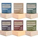 Rinse & Robust Mens Bar Soap 6Pcs Cleansing All Natural Handmade Mens Moisturizing&Exfoliating Oatmeal Scrub Soap Gift for Men Body&Hand All Skin Type|6 Different Scents |5.3 oz of 6 Bars
