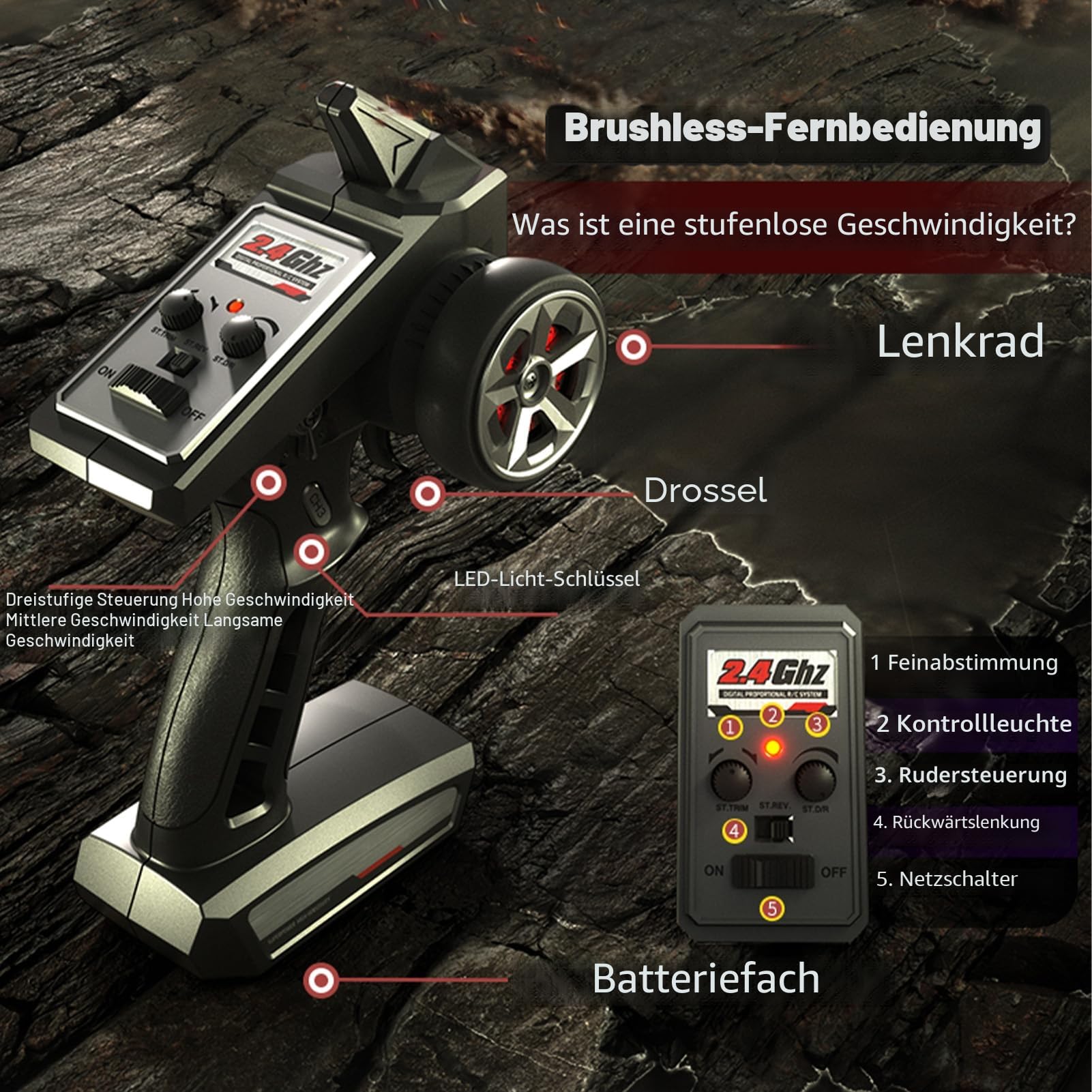 Ferngesteuertes Auto 4WD RC Auto 1/14 50 km/h Offroad Geländewagen 2.4Ghz All Terrain Rennauto RC Buggy mit 2 Akku Ferngesteuert Monstertruck für Kinder und Erwachsene Spielzeug Geschenk Blau