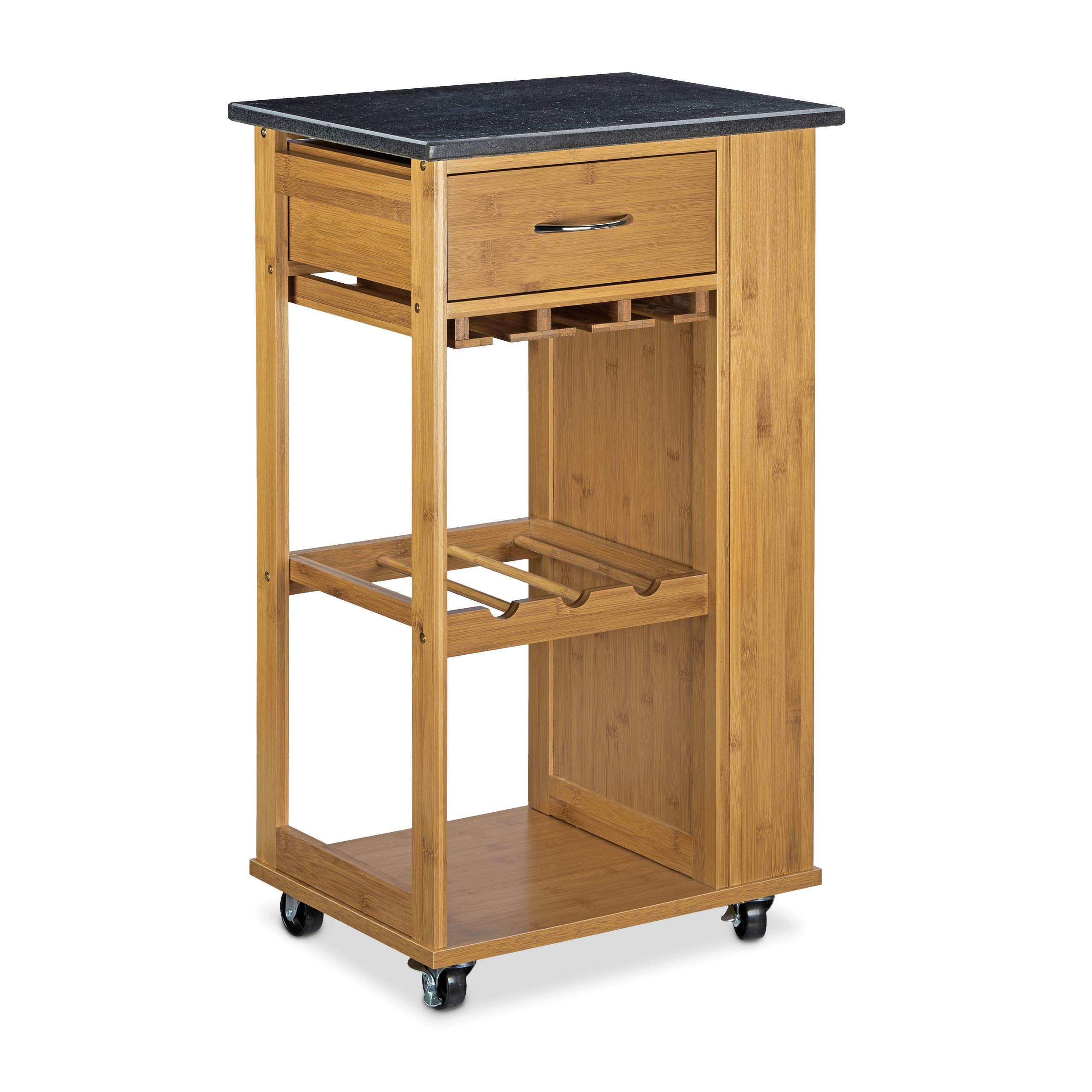 Relaxdays 10020312 Alfred Desserte de Cuisine Bambou Marron 81,5 x 47,5 x 37,5 cm