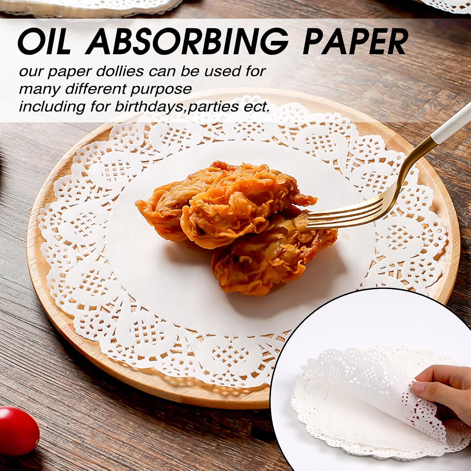 Paper Doilies 7 inch Round White Lace Doilies Paper Disposable Round Paper Doilies for Buffet Cake Fried Food Party Wedding Tableware Decoration 150PCS