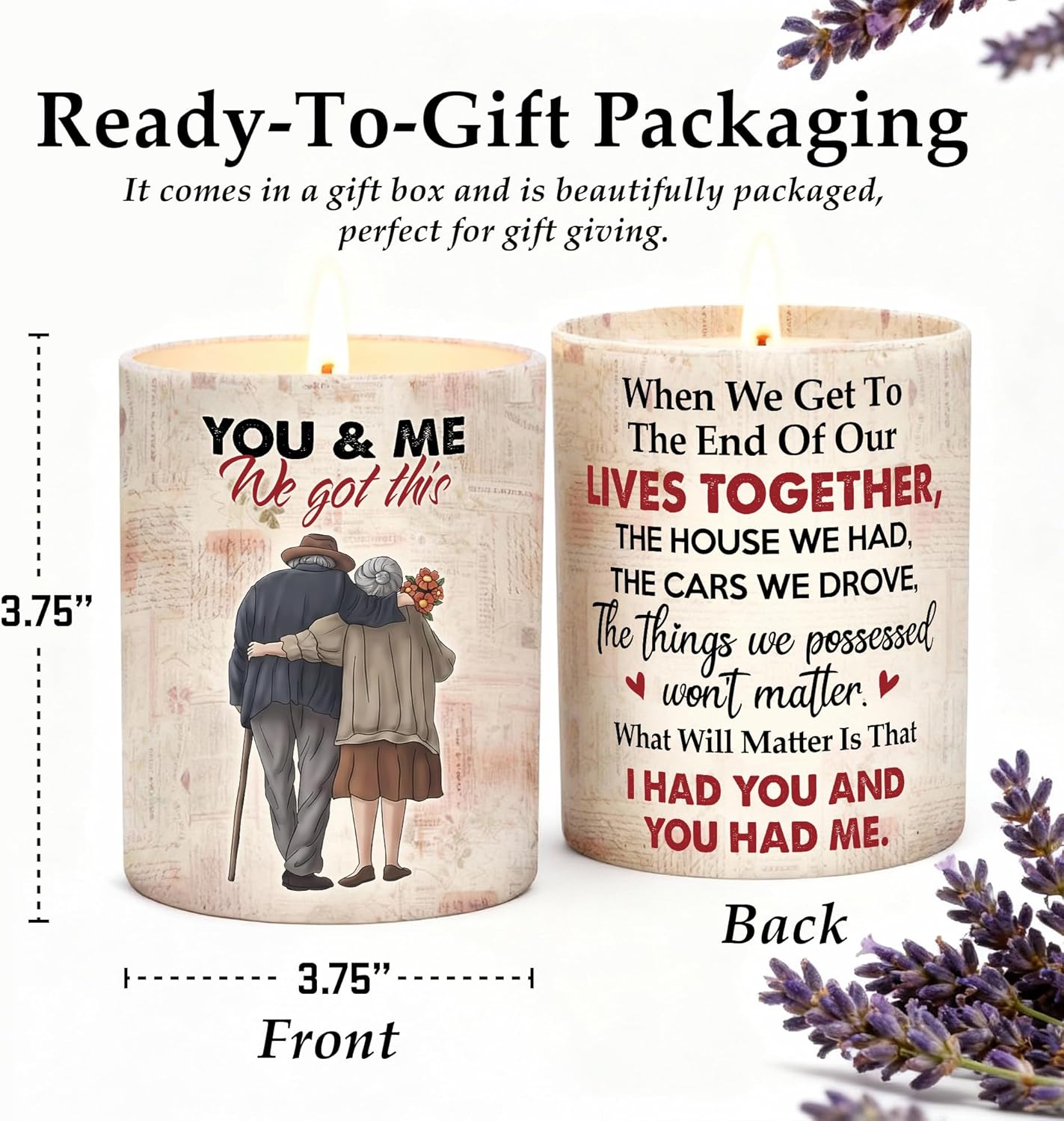 Lavender Candle - Romantic Gifts for Her, Him, Women, Men, Wife, Girlfriend, Boyfriend, Husband - Couples Gift for Anniversary, Christmas, Valentines Day Gifts & More - Stocking Stuffer for Women Men - Image 2