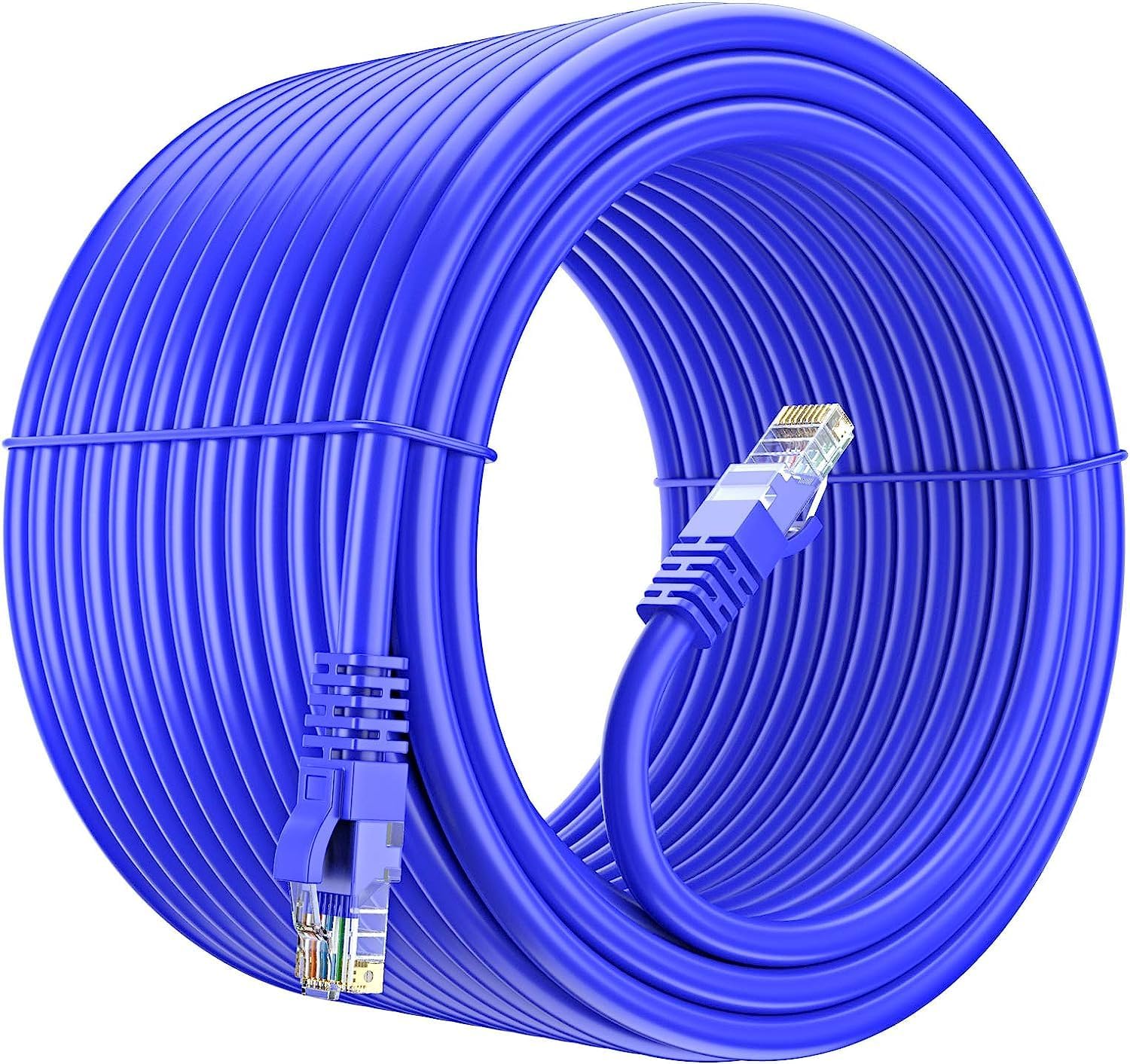 Technotech Cat6 Ethernet Lan Patch Cable 20 Meter | High Speed 10 Gbps | Bandwidth 550Mhz | Gold-Plated RJ45 - Blue