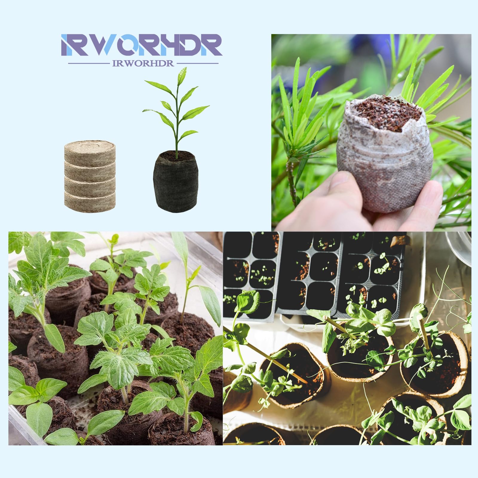 255 piezas de fibra de pellets de turba de 40 mm, iniciadores de semillas de plantas, pellets de turba, tapones de cápsulas de tierra, tierra comprimida de turba, fertilizante de semillas