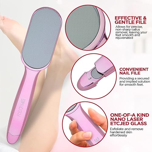 Miniatura 3 de World's Best - Lima de pedicura 2 en 1, lima de pie de vidrio grabado con láser y removedor de callos - raspador para talones agrietados, exfoliante