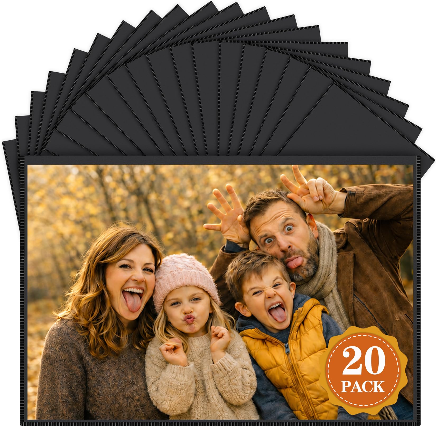 Magnetic Photo Frames，20 Pack Black, 4 × 6 in