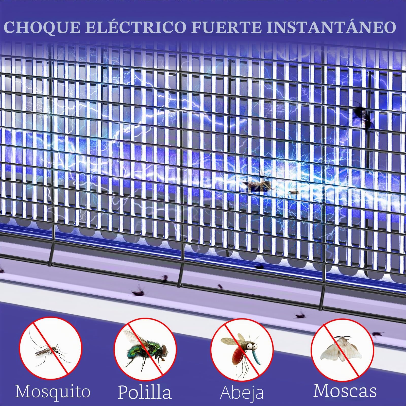 PALONE Lampara Antimosquitos 3200V, Mata Mosquitos Electrico 2UV LED de Pared con Cable, Eliminación Física de Mosquitos a Gran Escala, Antimosquitos para Moscas, Mosquitos y Otros Insectos