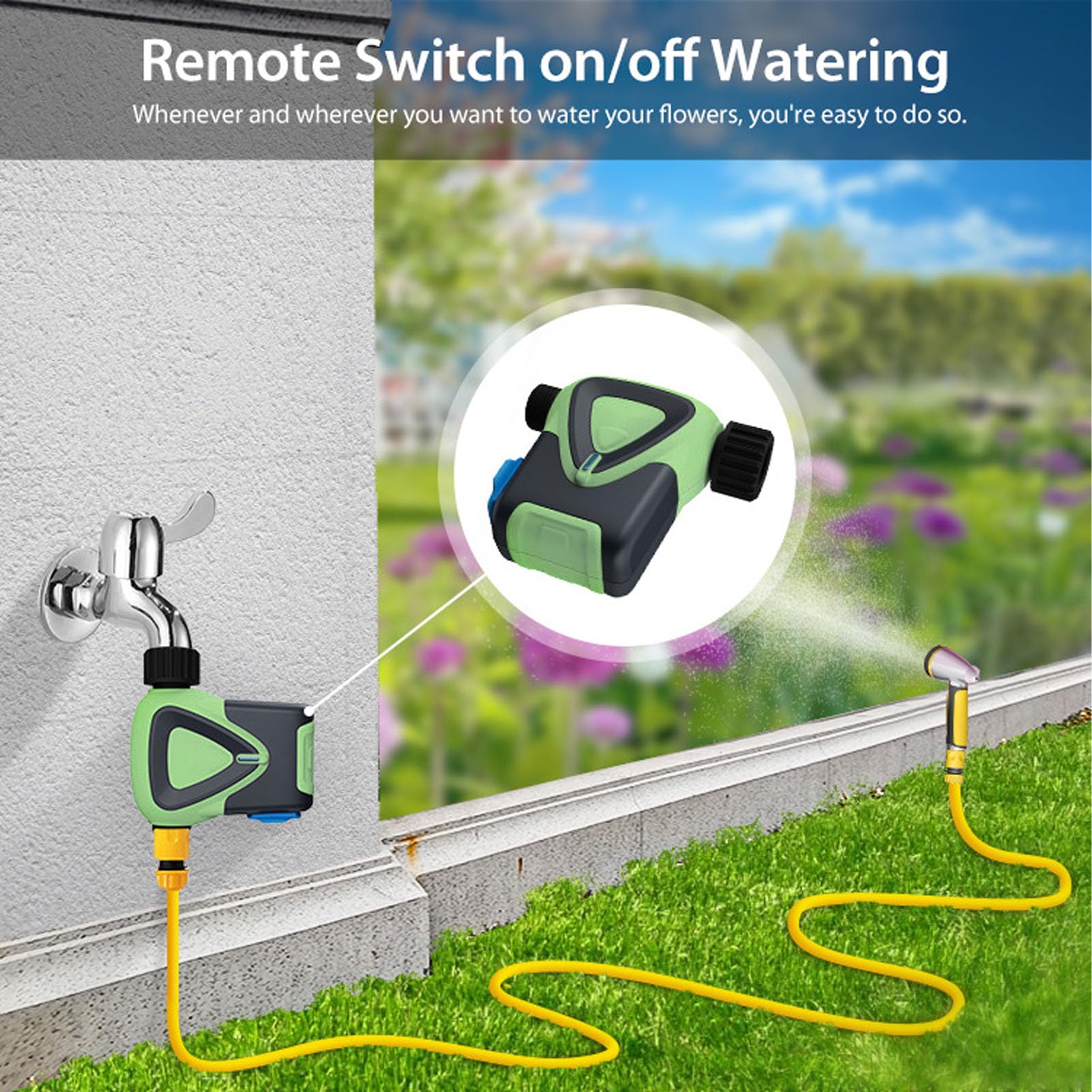 PolyGen timer per irrigazione da esterno con funzione di conto alla rovescia per tubi da giardino e piscine, un timer intelligente per la gestione efficiente dell'acqua con (TNP)