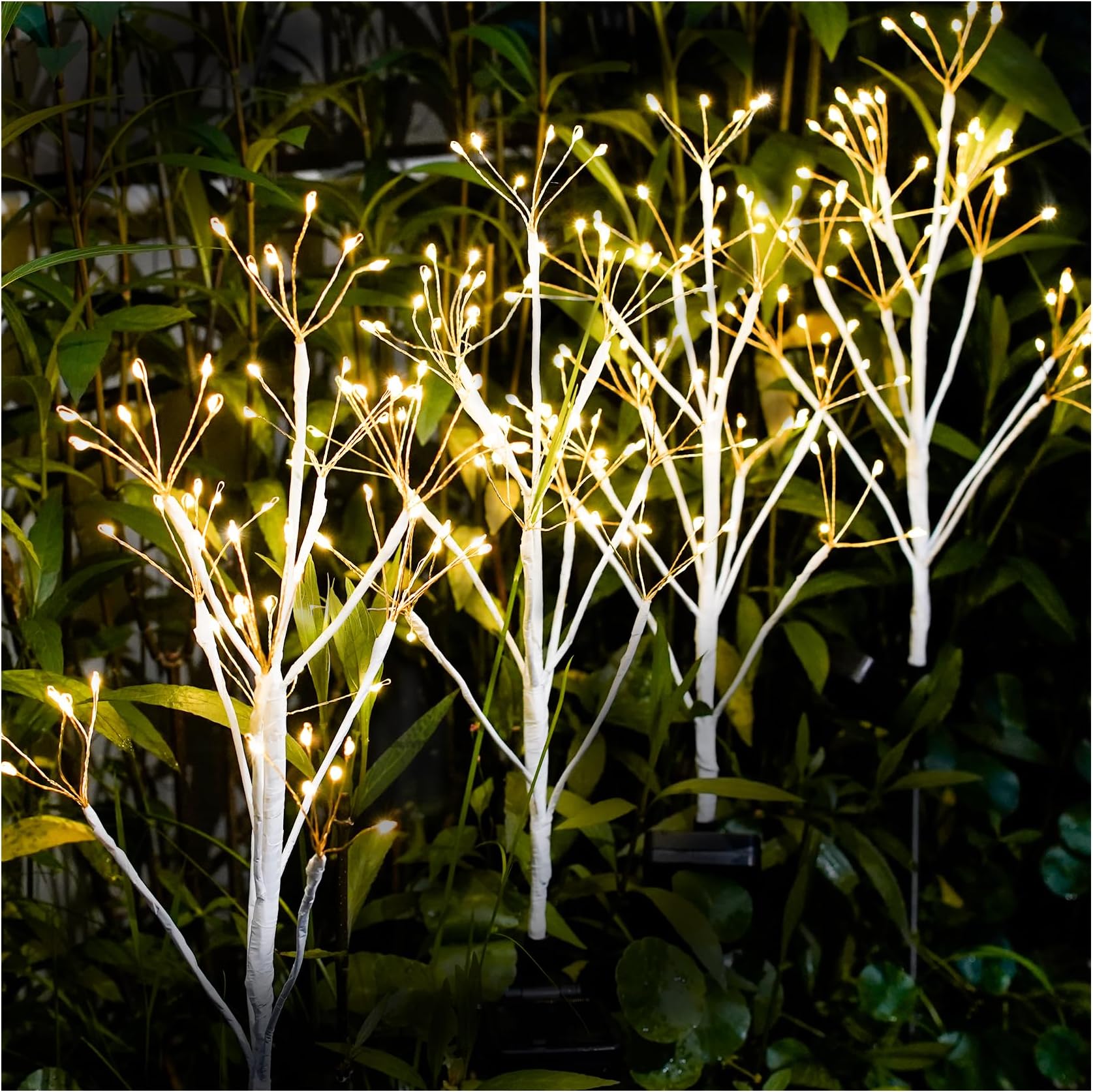 TONULAX Solar Garden Lights - Solar Tree Lights with 2 Lighting Modes, Solar Decorative Lights Outdoor for Pathway, Patio, Front Yard Decoration, Gifts for Mom & Grandma (4 Pack)