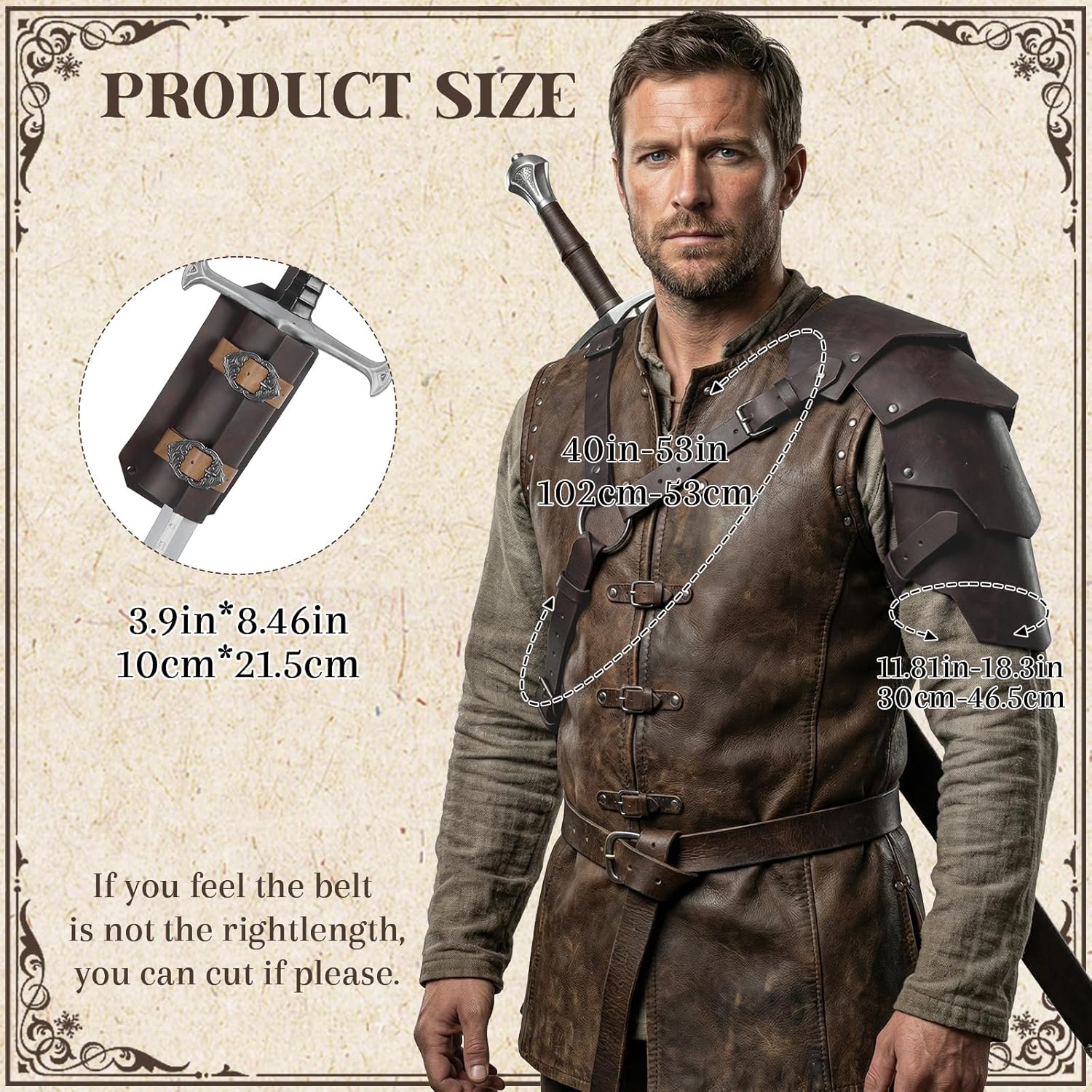 2 in 1 Medieval Shoulder Armor with Sword Frog-Renaissance Knight Shoulder Armor for LARP/Cosplay Ren Faire.
